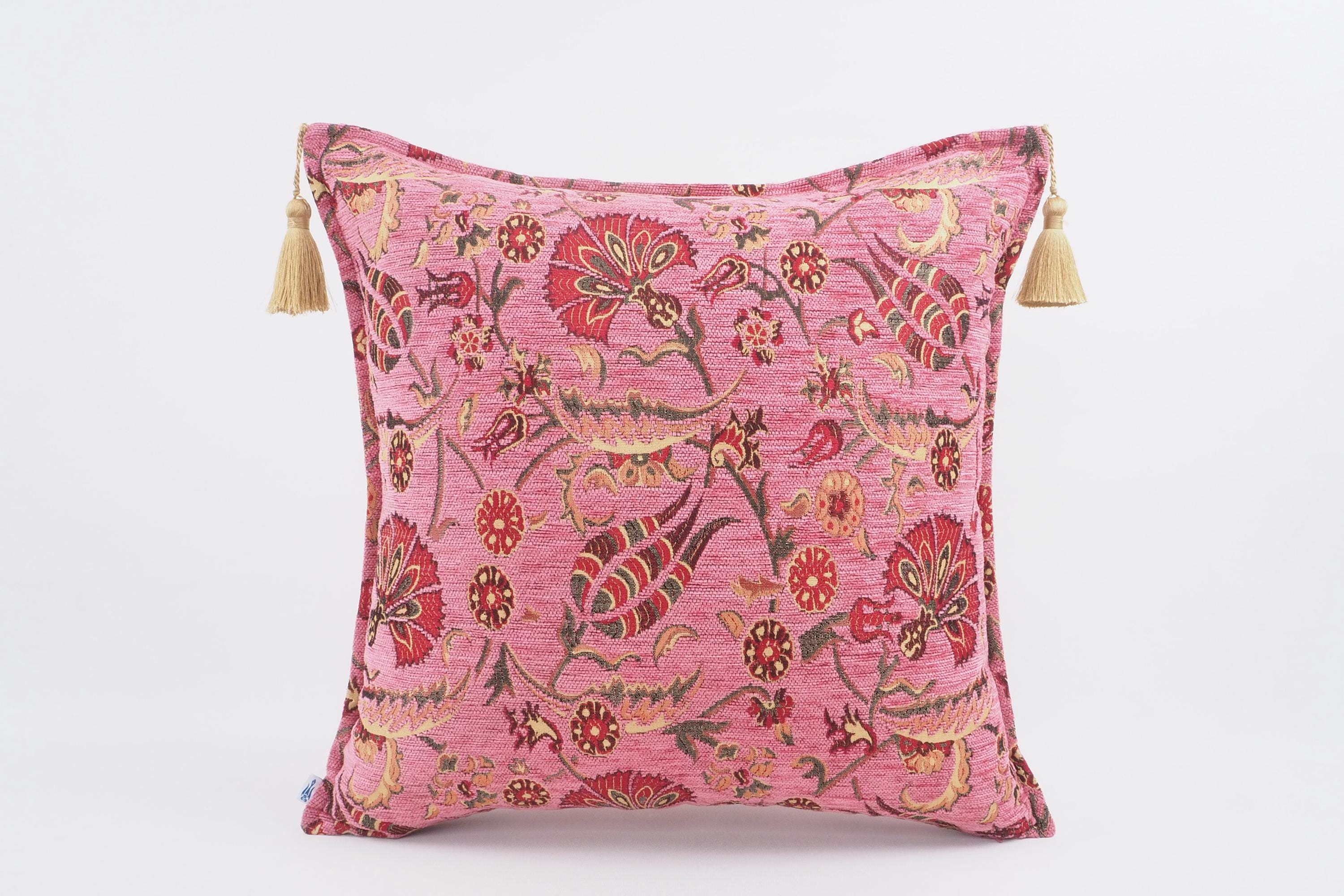 Cuscino in tessuto 20x20, cuscino in tessuto, cuscino in tessuto con motivo a garofano rosa pallido, cuscino turco, cuscino boho, cuscino decorativo,