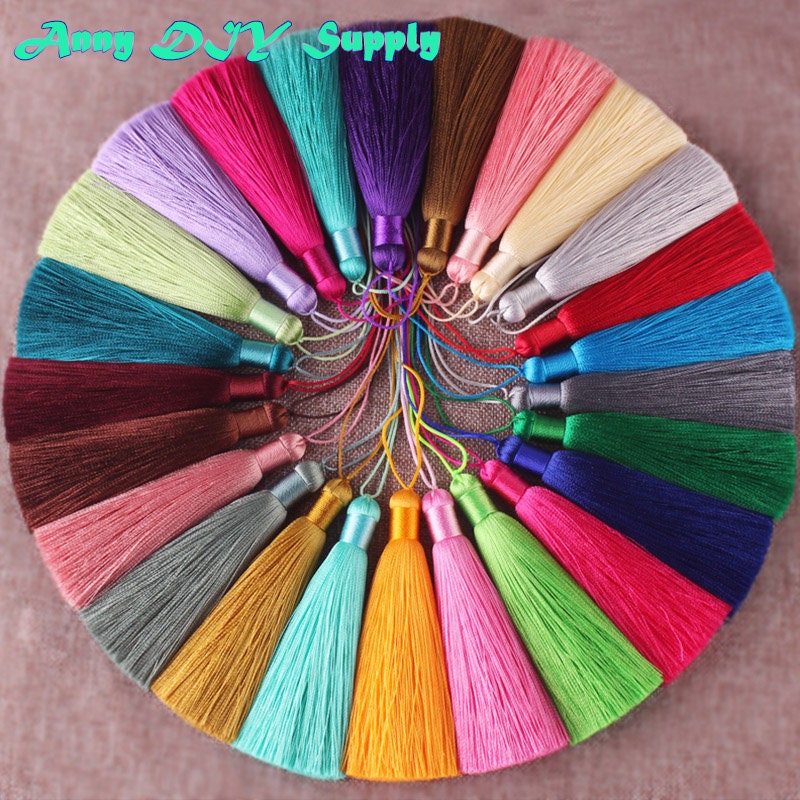 1/2/5/10 pezzi 8 cm nappa di seta squisita fatta a mano di buona qualità, nappa lunga, 67 colori disponibili, nappa di seta