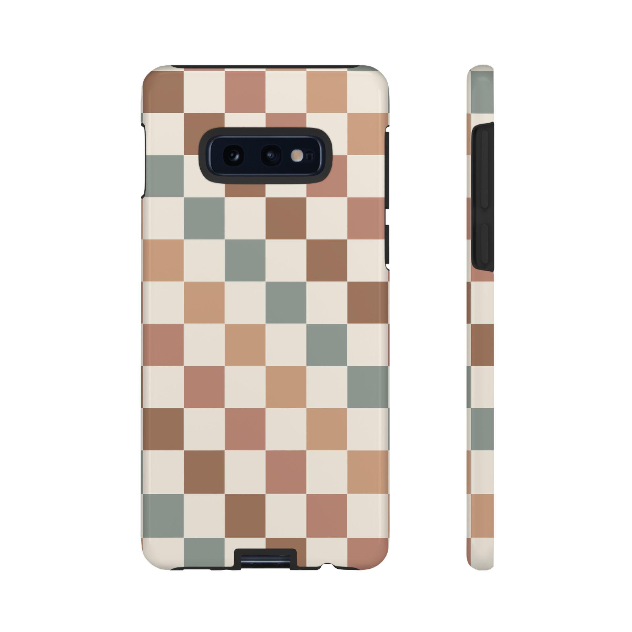 Custodia per telefono Samsung a scacchi BOHO, colore Boho a scacchi retrò diagonale, custodia per telefono Galaxy S25 S24 S23 S22 S21 S20 S10 Custodie