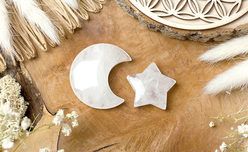 Luna di cristallo di rocca | Stella di cristallo di rocca | Luna di cristallo | Stella di cristallo | Luna di cristallo di rocca | Luna e stella di cr