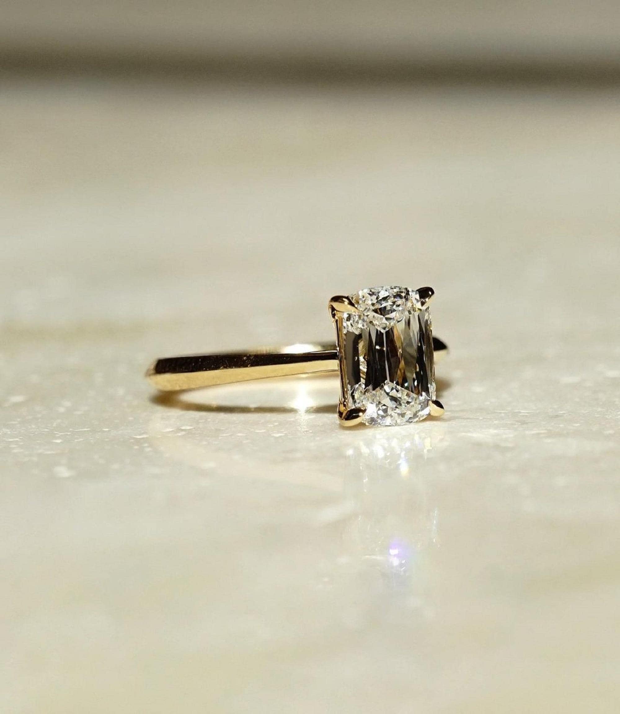 Anello di fidanzamento con moissanite Criss Cut da 2 carati, anello con moissanite Criss Cut, anello di fidanzamento con moissanite, anello con solita