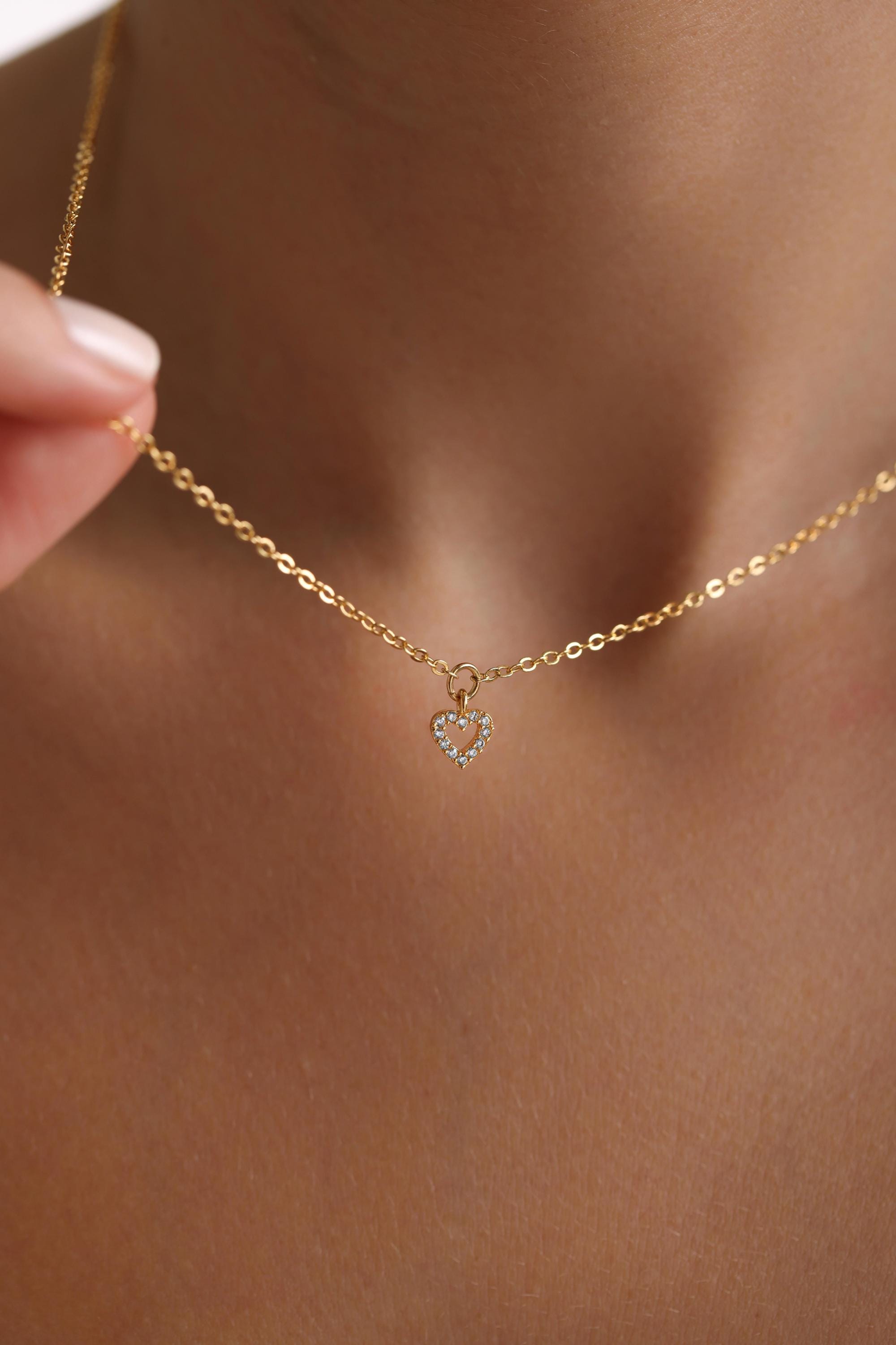 Collana minimalista con ciondolo a forma di cuore, collana con ciondolo a forma di cuore, collana con ciondolo a forma di cuore, regalo per San Valent