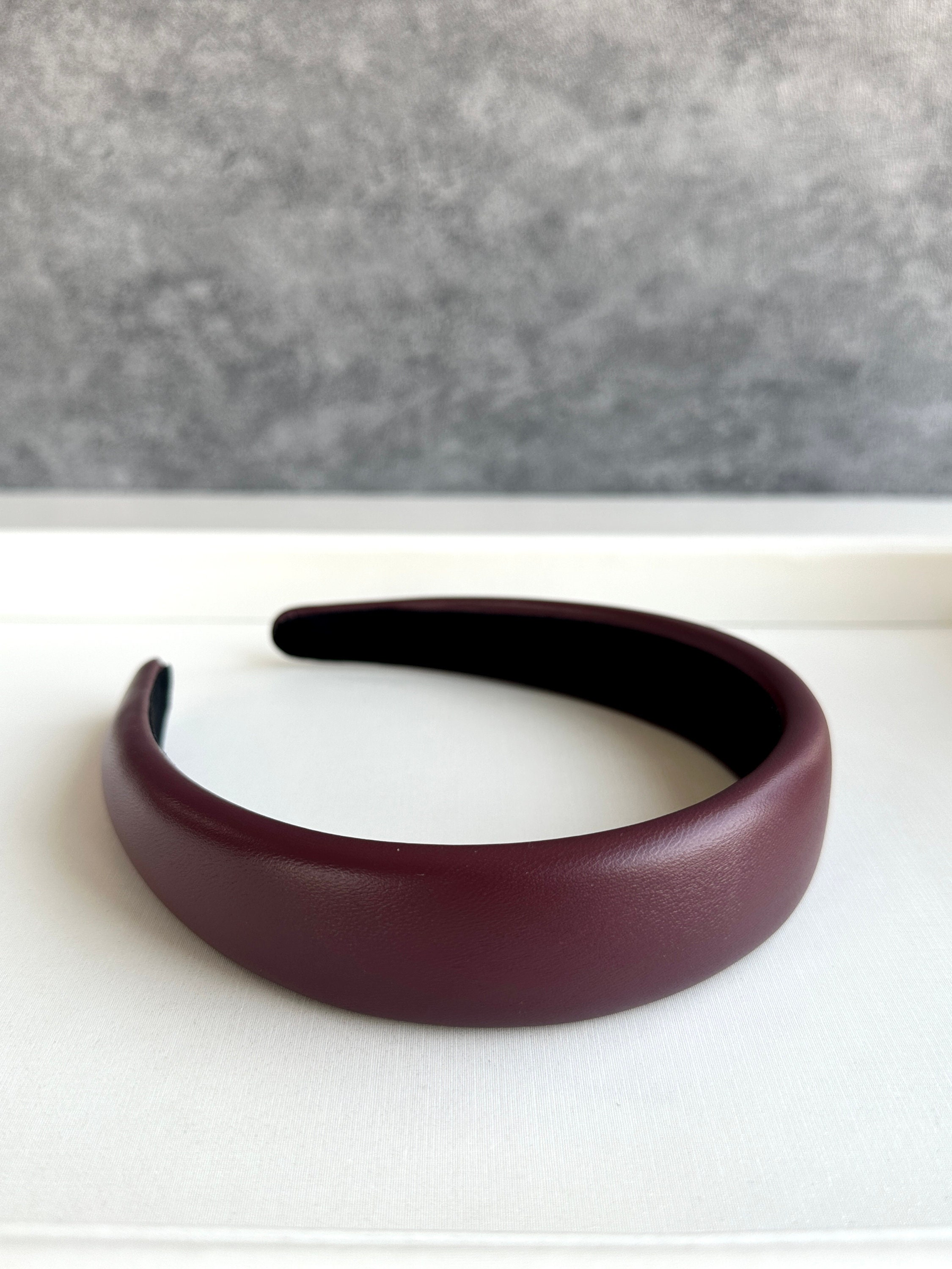 Fasce per capelli in pelle bordeaux, Fasce per capelli in tinta unita, Fasce per capelli in pelle lucida, Fasce per capelli alla moda, Fasce per capel