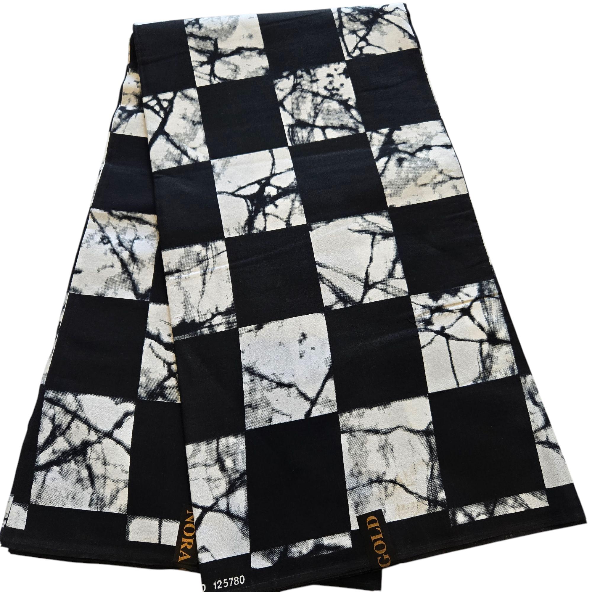 Tessuto Ankara tie-dye bianco e nero, tessuto stampato africano, tessuto africano tagliato su misura, tessuto Ankara, stampa a cera, tessuto Ankara ne