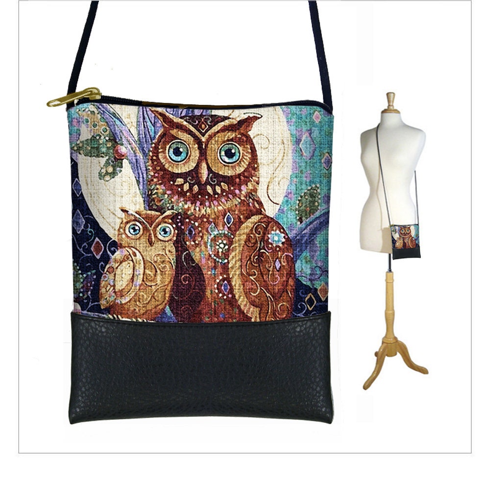 Borsa a tracolla piccola con gufo, borsa a tracolla in tessuto con gufo, mini borsa a tracolla, graziosa borsa per cellulare, regalo per gli amanti de