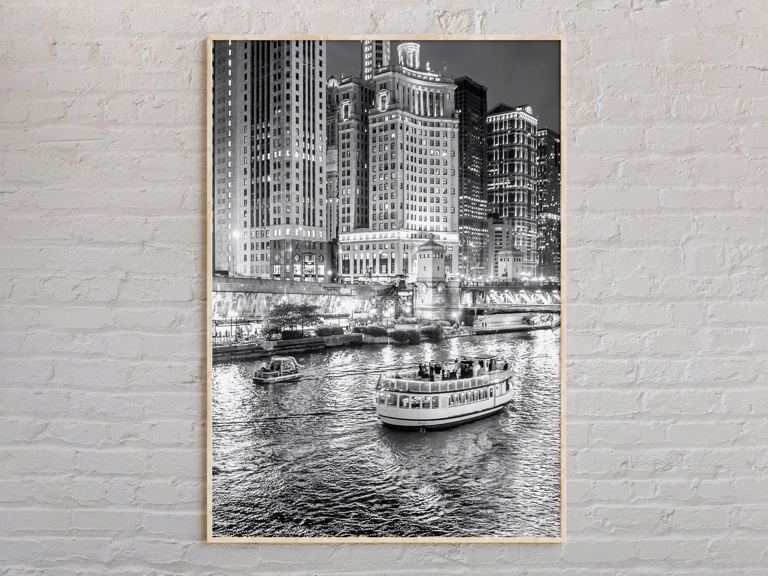 Bianco e nero, stampa di Chicago, arte murale di Chicago, poster di Chicago, foto di Chicago, stampa di poster di Chicago, decorazione murale di Chica