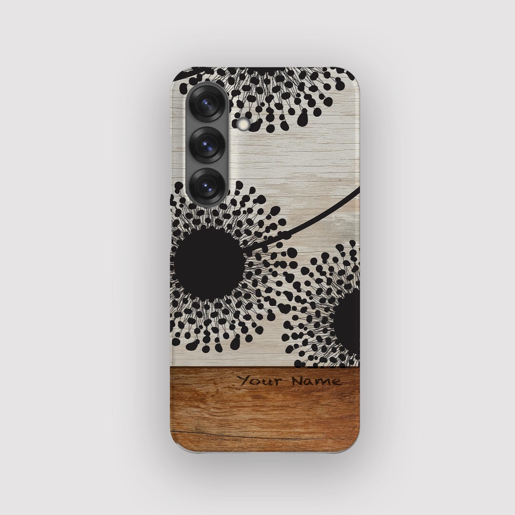 Custodia per telefono con motivo floreale botanico di dente di leone, design Dark Dandy per Samsung S24, opzione resistente