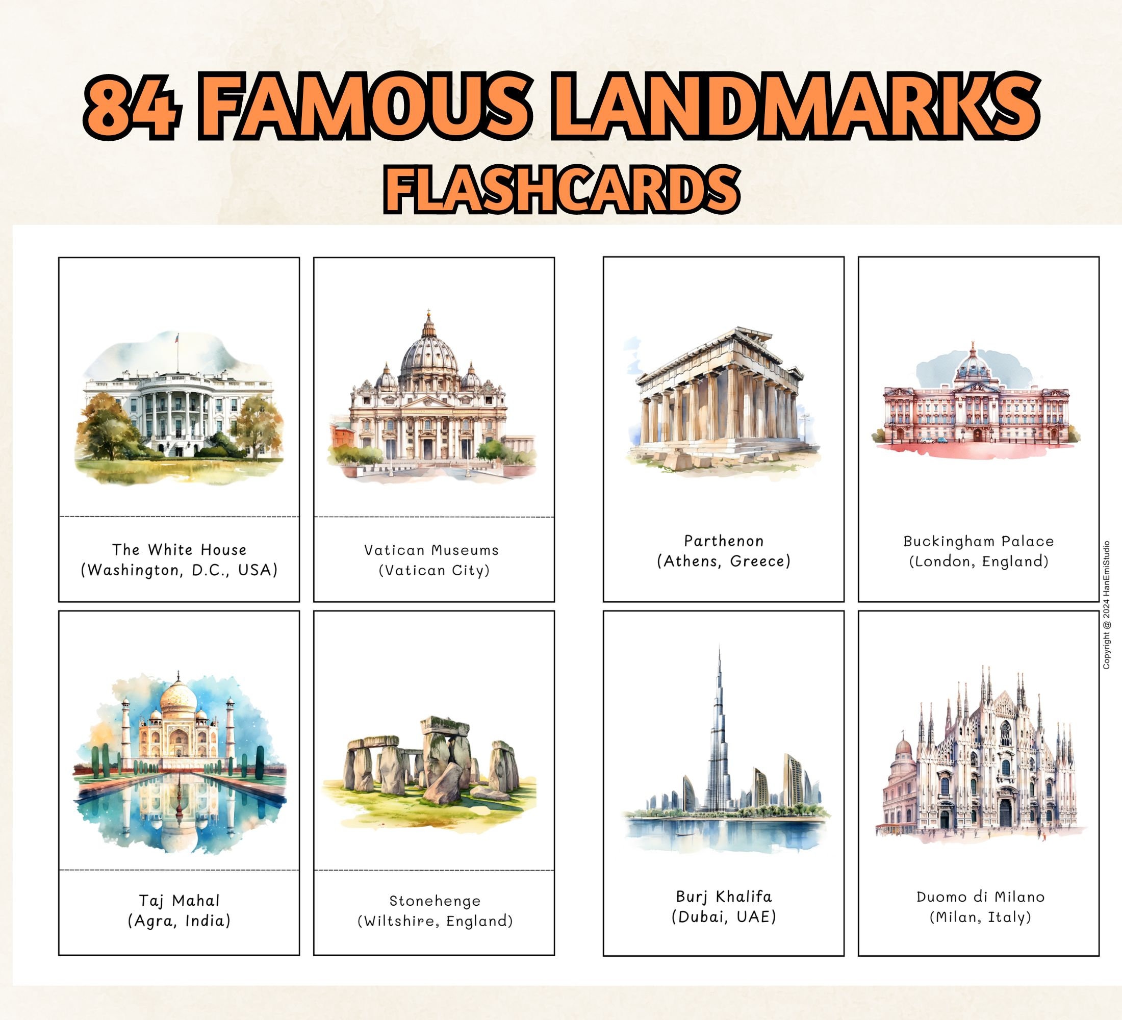 84 schede didattiche sui monumenti più famosi del mondo; schede didattiche sui monumenti; schede didattiche stampabili; schede didattiche sulla geogra