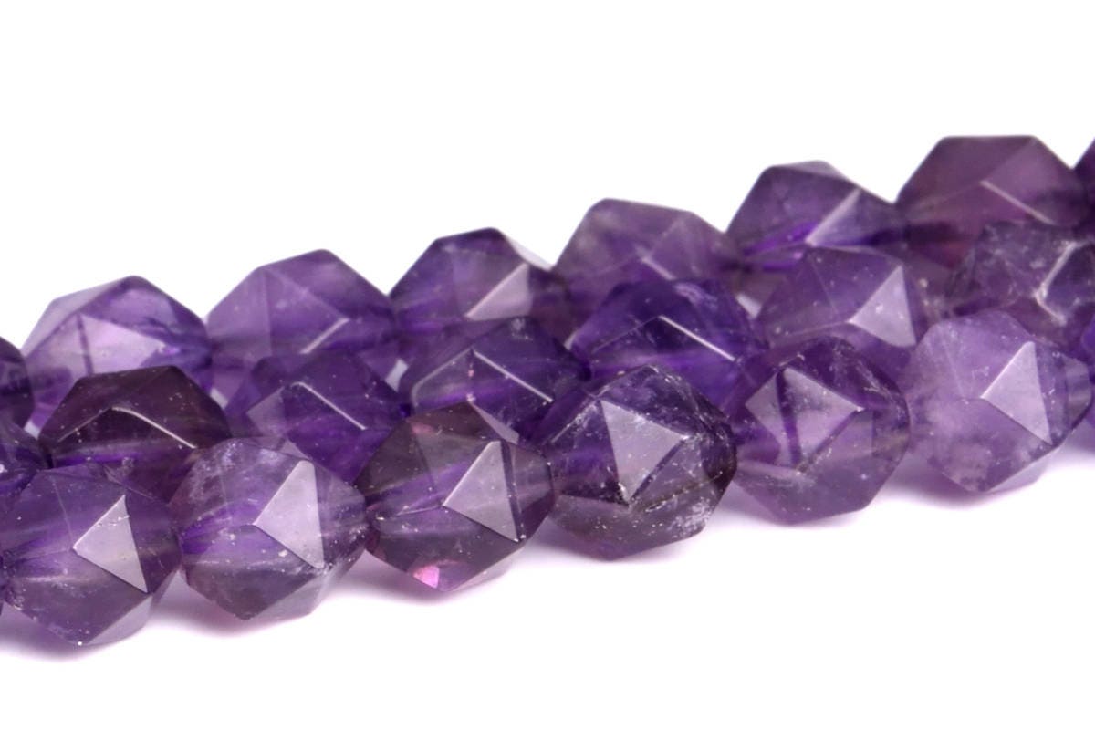 Perline di ametista taglio stella sfaccettato grado AA perline di pietra preziosa naturale autentica sfuse 6 mm 8 mm 10 mm opzioni lotto all'ingrosso