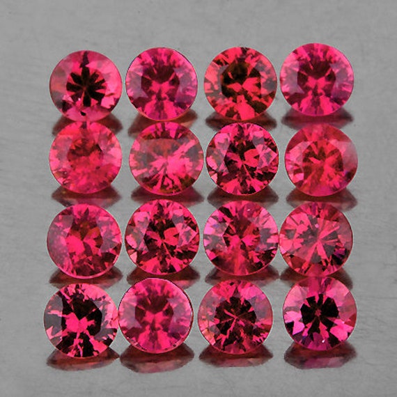 1,40 mm Rotondo 60 pezzi di Zaffiro Rosso Rosa Naturale [Flawless-VVS Clarity] Pietra preziosa naturale sciolta non riscaldata, taglio a macchina, gio
