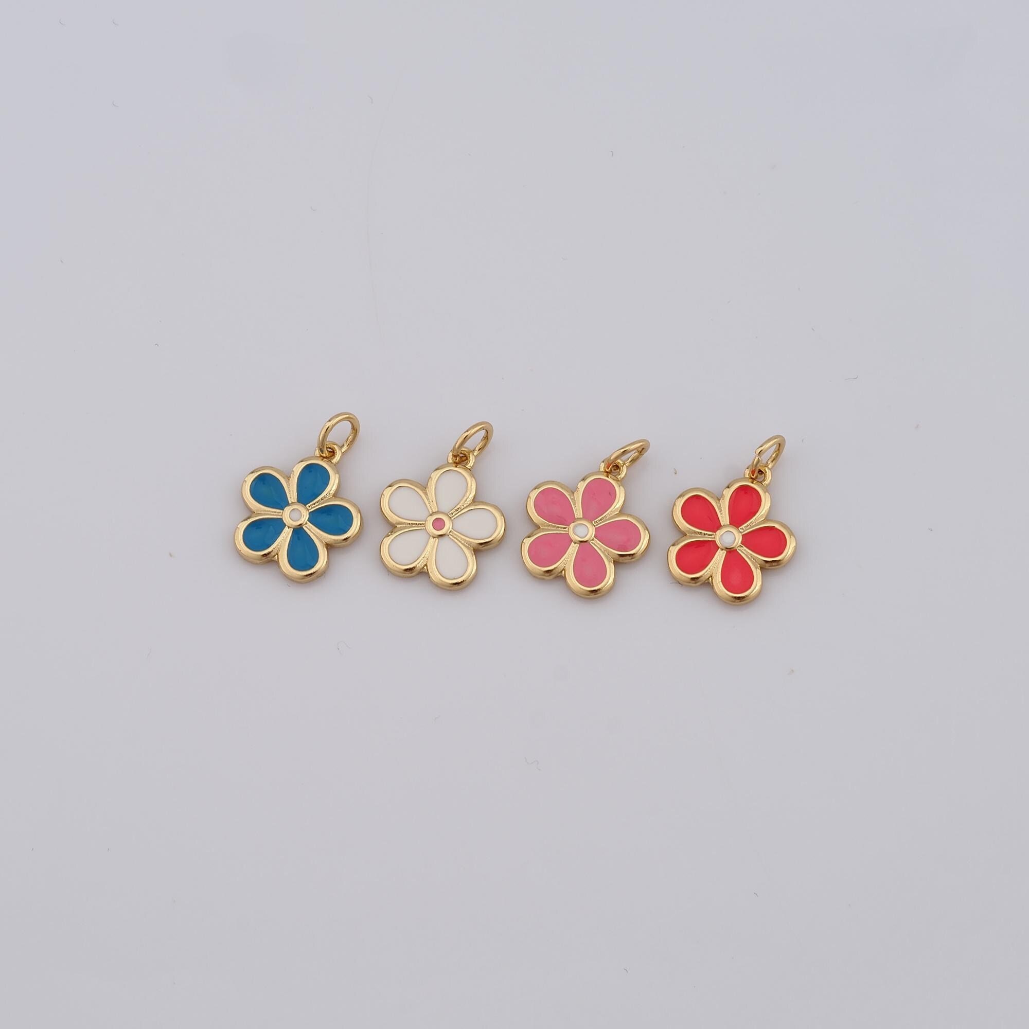 1 pz Ciondolo a forma di fiore in oro, ciondolo a forma di fiore riempito in oro 18 carati, ciondolo a forma di fiore fai da te per braccialetti, coll