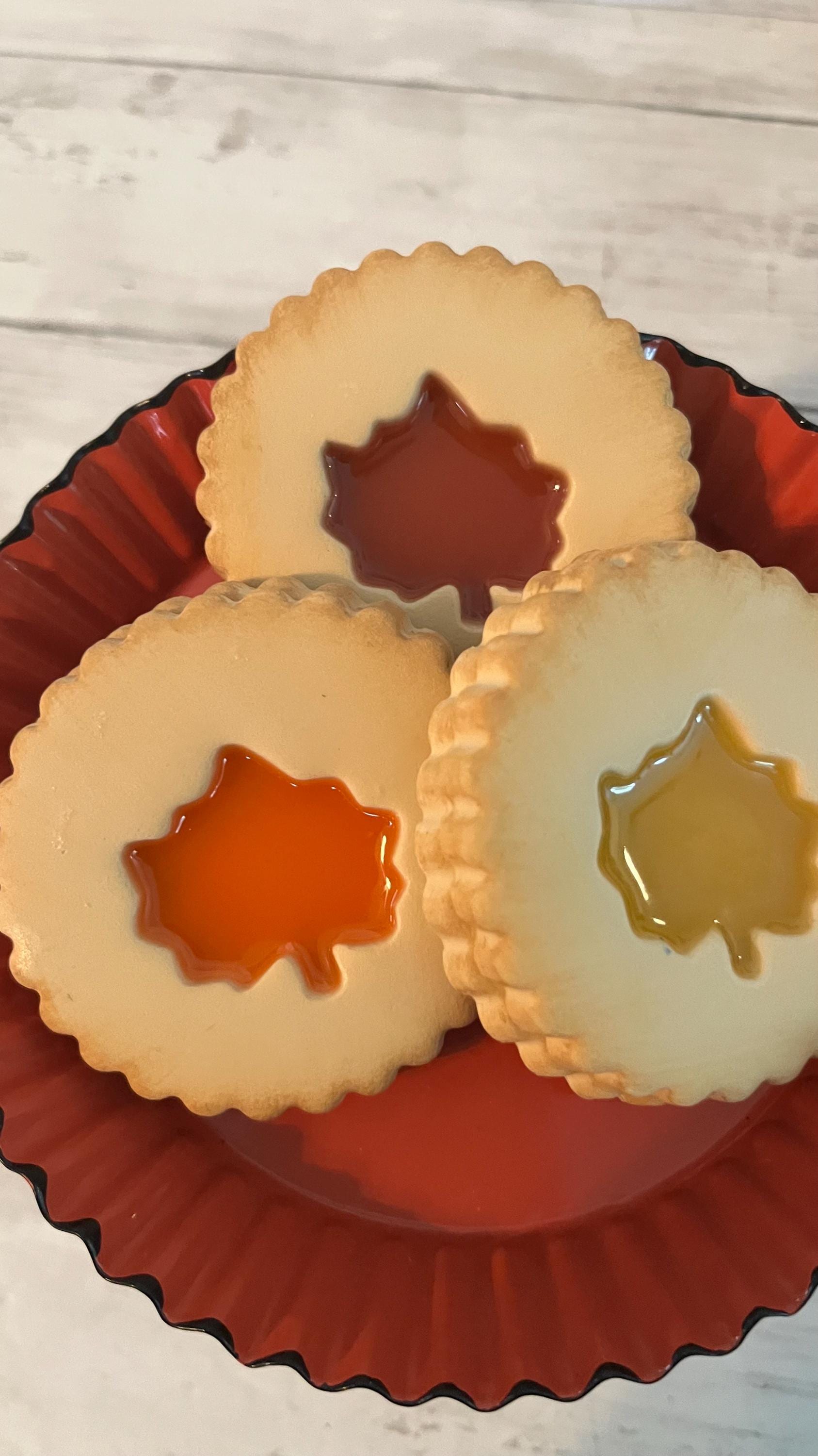 Set di 3 biscotti autunnali con foglie d'acero finte, biscotti autunnali con foglie d'acero finte, biscotti autunnali, decorazioni autunnali, biscotti