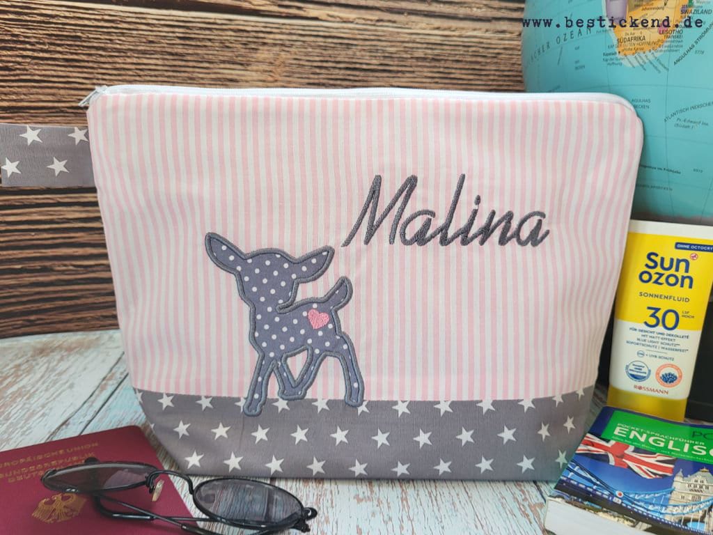 borsa ricamata REH + nome //rosa - grigio// borsa per pannolini borsa da toilette borsa per pannolini borsa da toilette borsa da toilette 20 caratteri