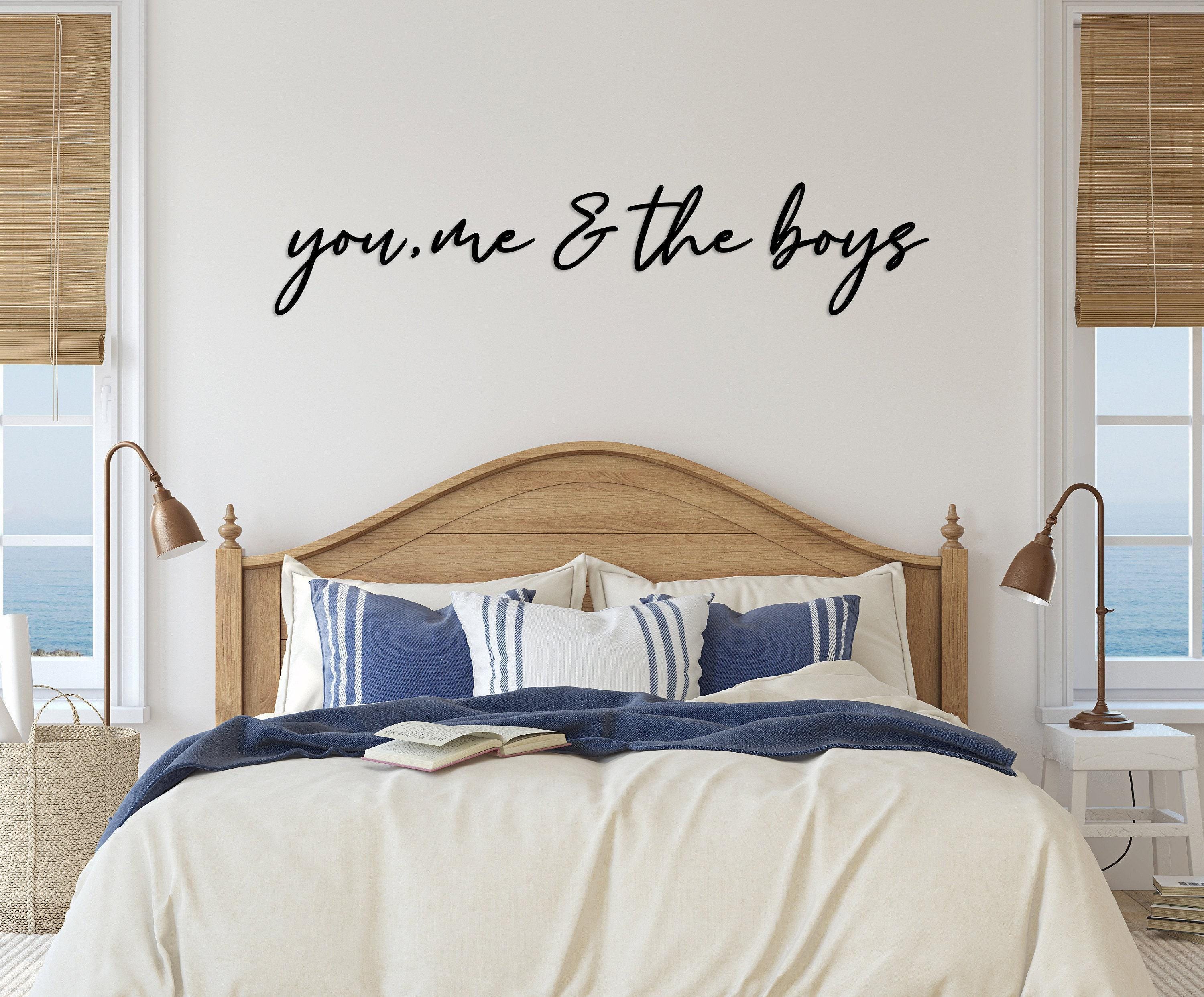 "Cartello da parete in metallo \"You Me and The Boys\", decorazione da parete in stile fattoria, cartello accogliente per la famiglia sopra il letto, car"