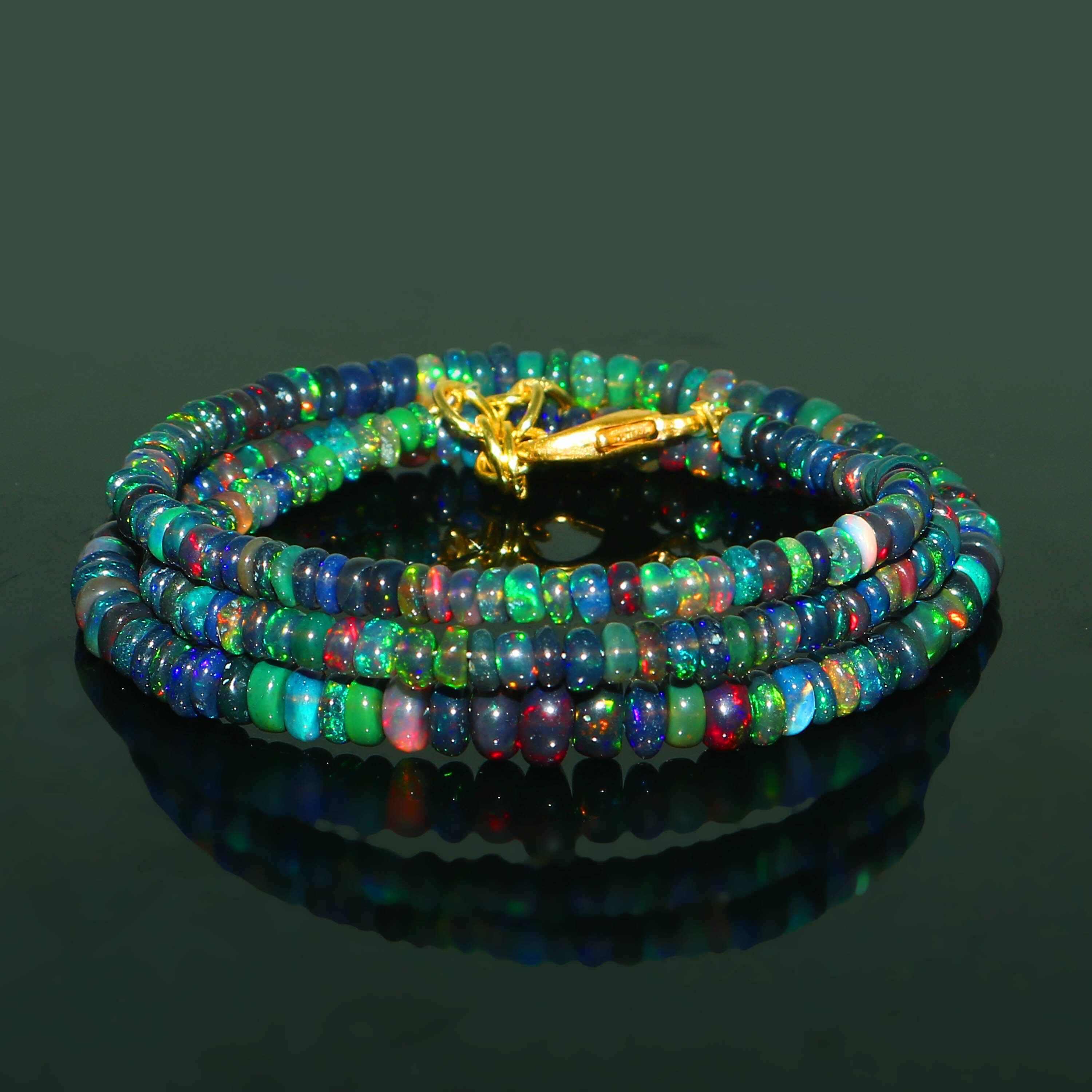 Collana di opale/Collana di perline di opale nero etiope AAA+/Filo di perline di opale etiope, perline di opale di grado A, perline di opale di fuoco/