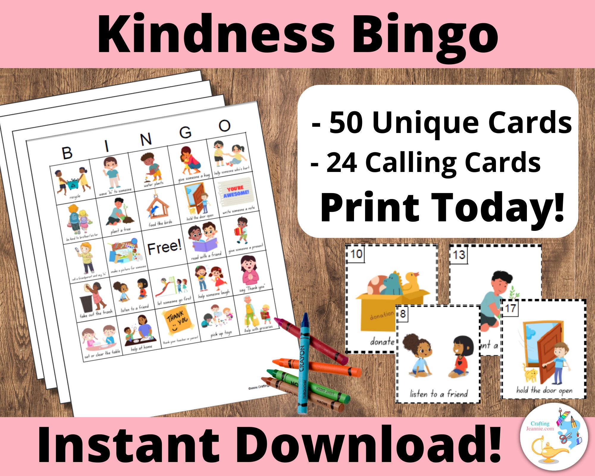 Schede bingo della gentilezza: Schede bingo stampabili, 50 schede, attività di gioco per bambini, sii gentile, bingo della gratitudine, bingo dell'emp