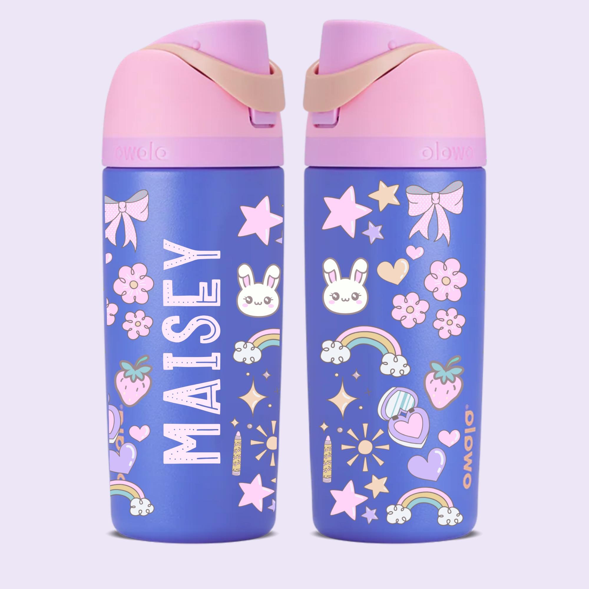 Bottiglia d'acqua Owala Kids personalizzata da 16 once, bicchiere Owala per bambini con nome, bicchiere Owala personalizzato per bambini