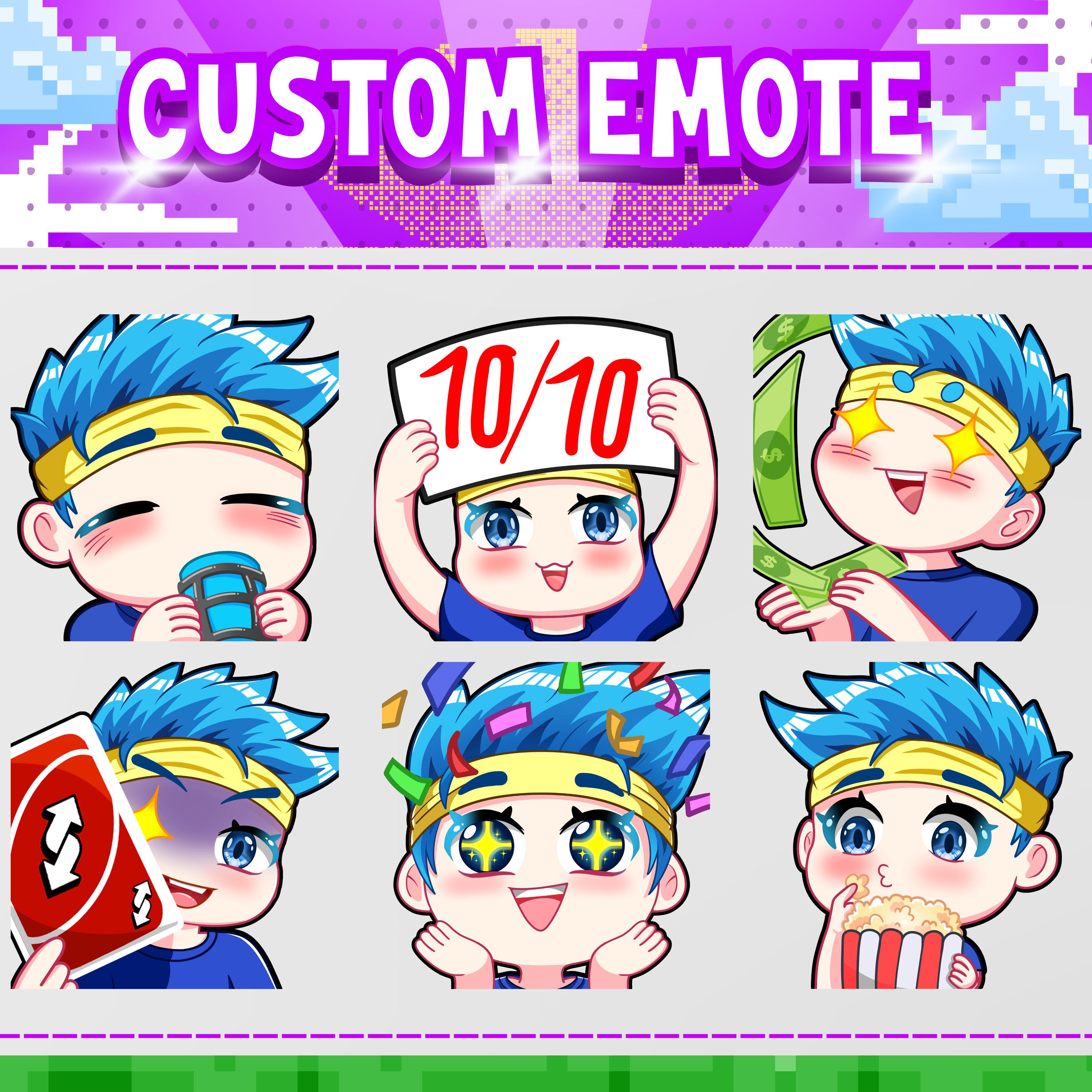 Emote Twitch personalizzate o emote di calcio / Emote Twitch per streamer Twitch, Facebook, Discord / Stile anime Chibi carino / Emote Twitch, Anime