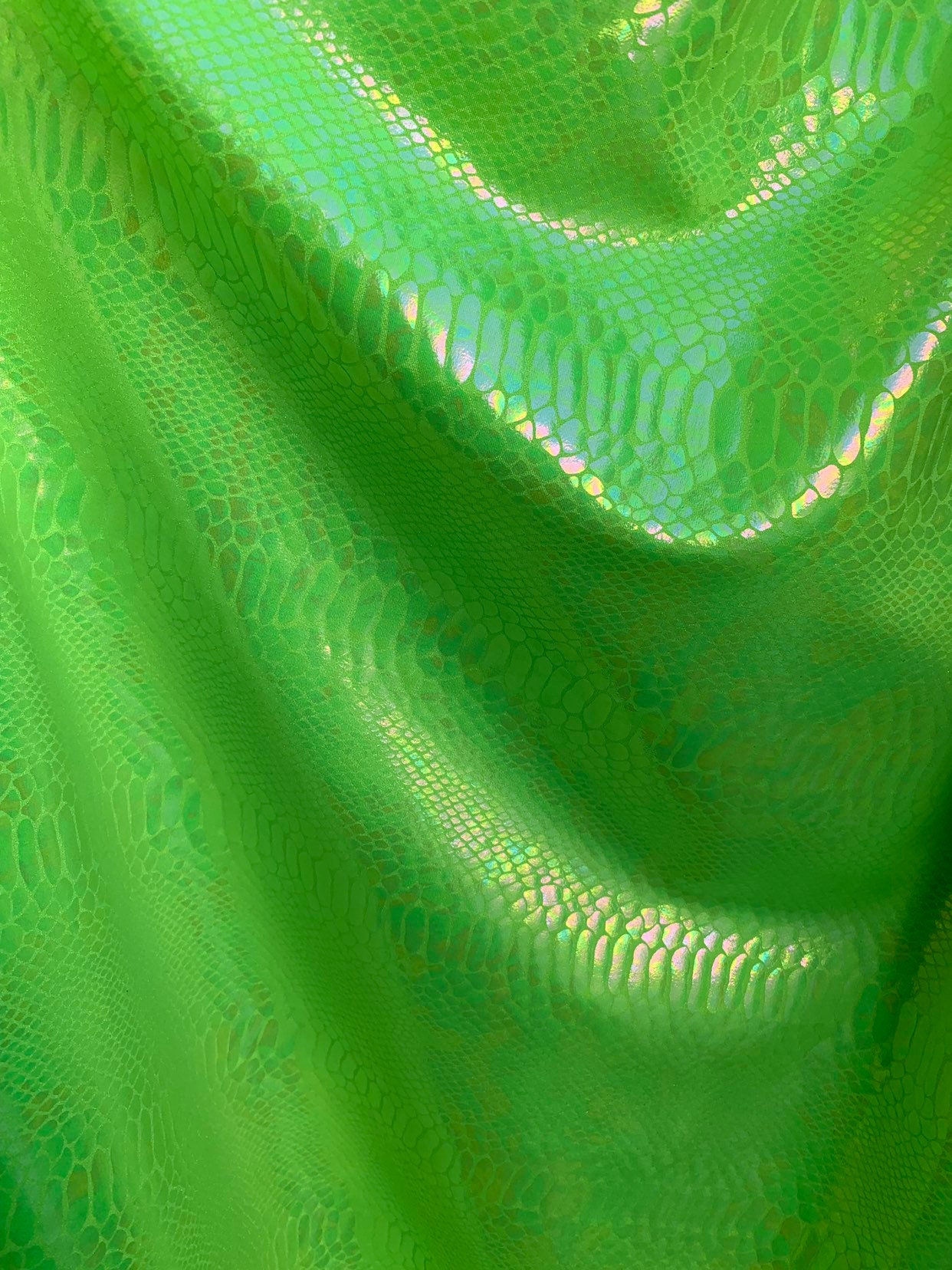 Nuovo design iridescente con serpente cobra e stampa in lamina trasparente Ilusión su nylon spandex pesante elasticizzato in 4 direzioni - Spandex olo