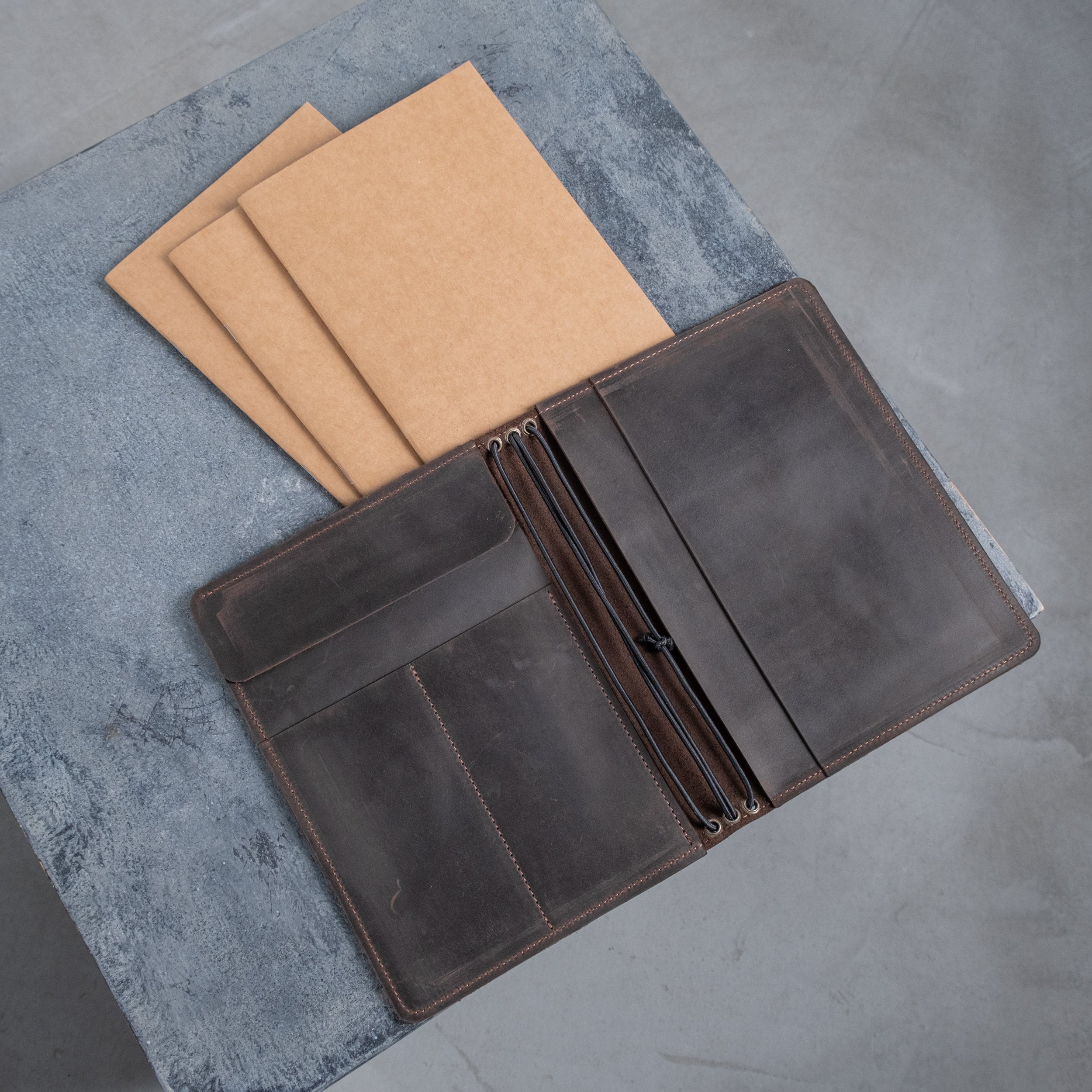 Copertina in pelle per quaderno A5, Copertina in pelle per quaderno con tasca, Copertina per quaderno Cahier, Copertina personalizzata per quaderno A6