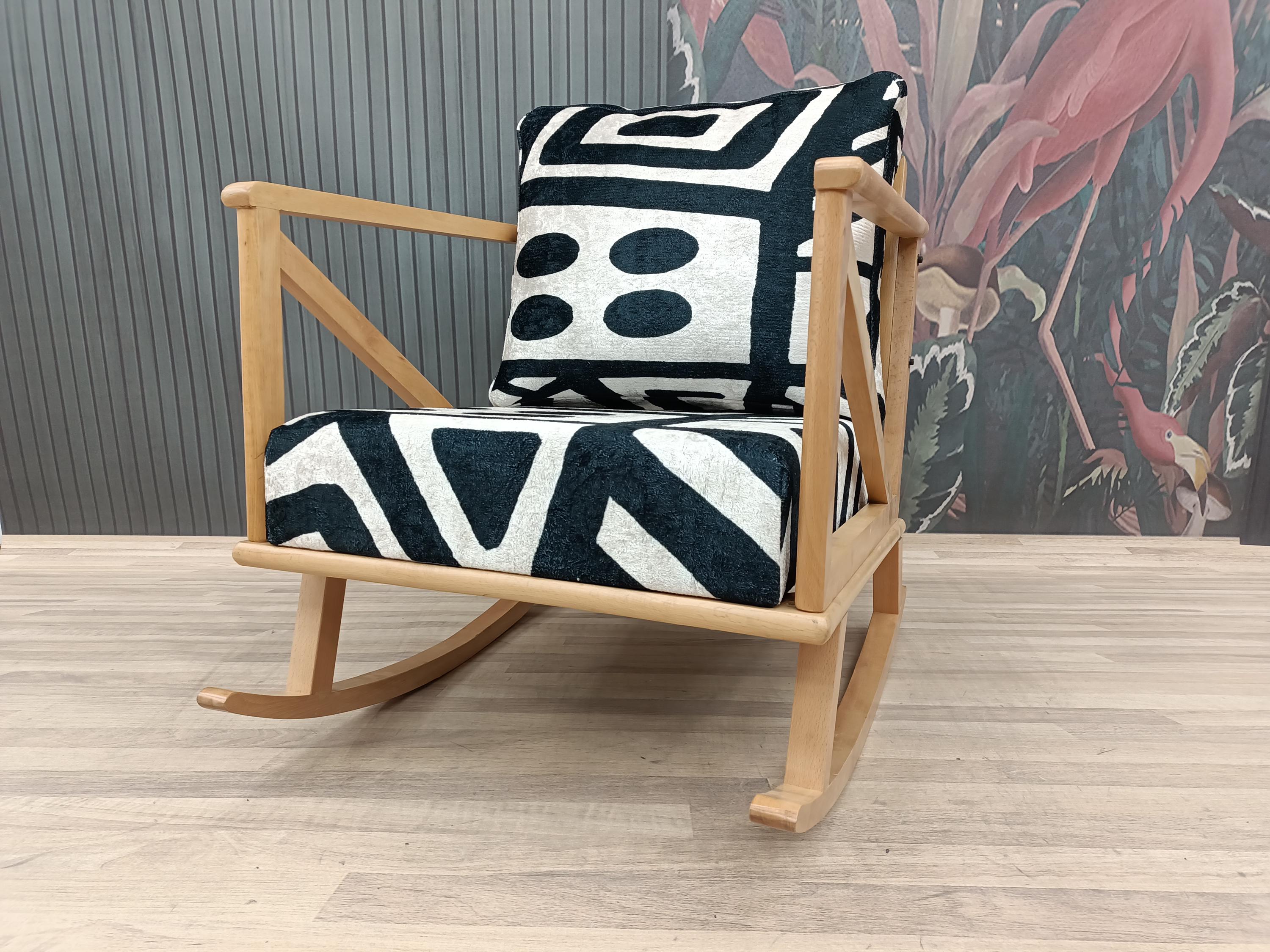 Comoda sedia a dondolo relax, sedia relax lounge, sedia imbottita, sedia imbottita, sedia da giardino, sedia da esterno, sedia boho, RC 874