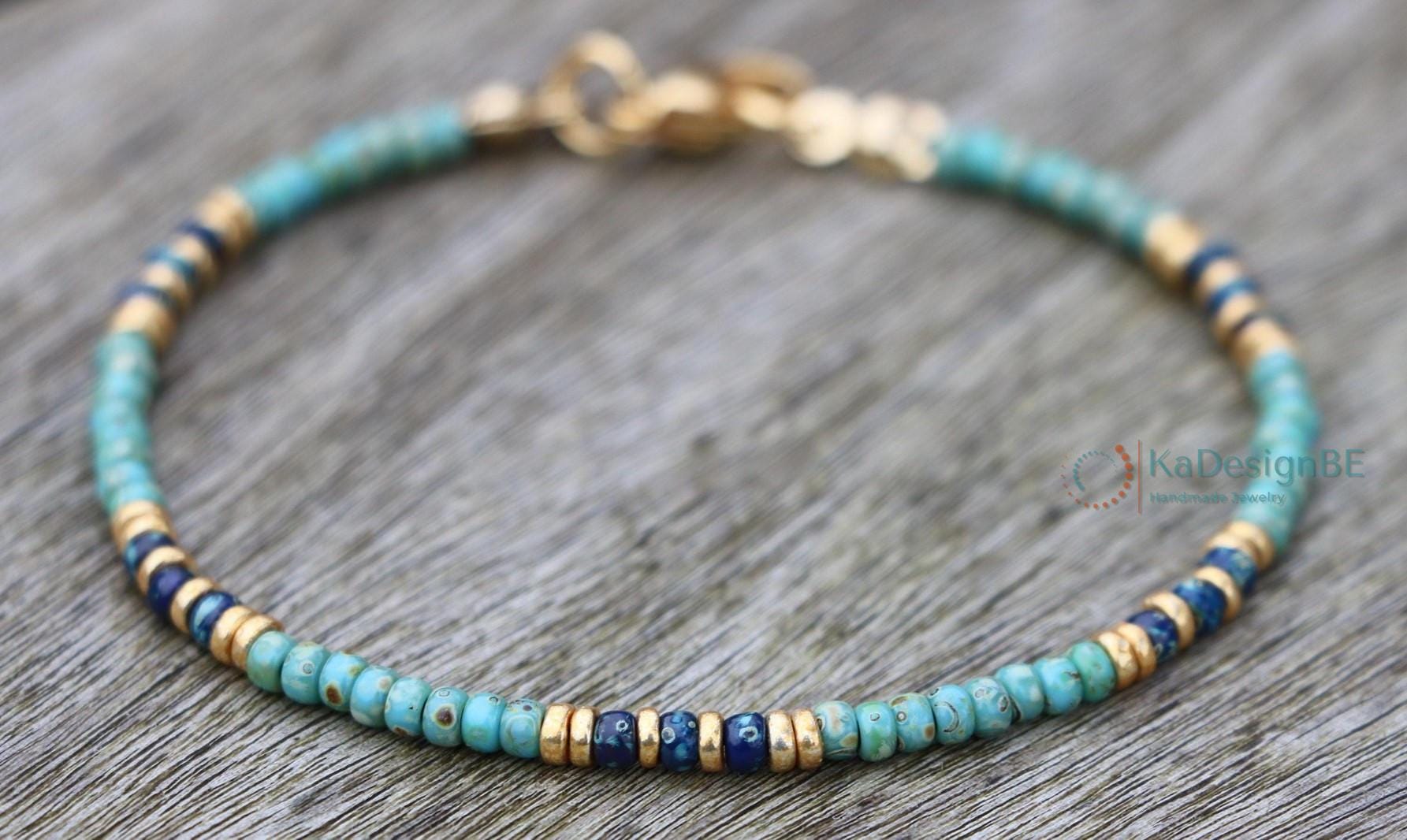Cavigliera, cavigliere turchesi per donna, bracciale con perline, gioielli fatti a mano, misura personalizzata, cavigliera con perline, cavigliera est