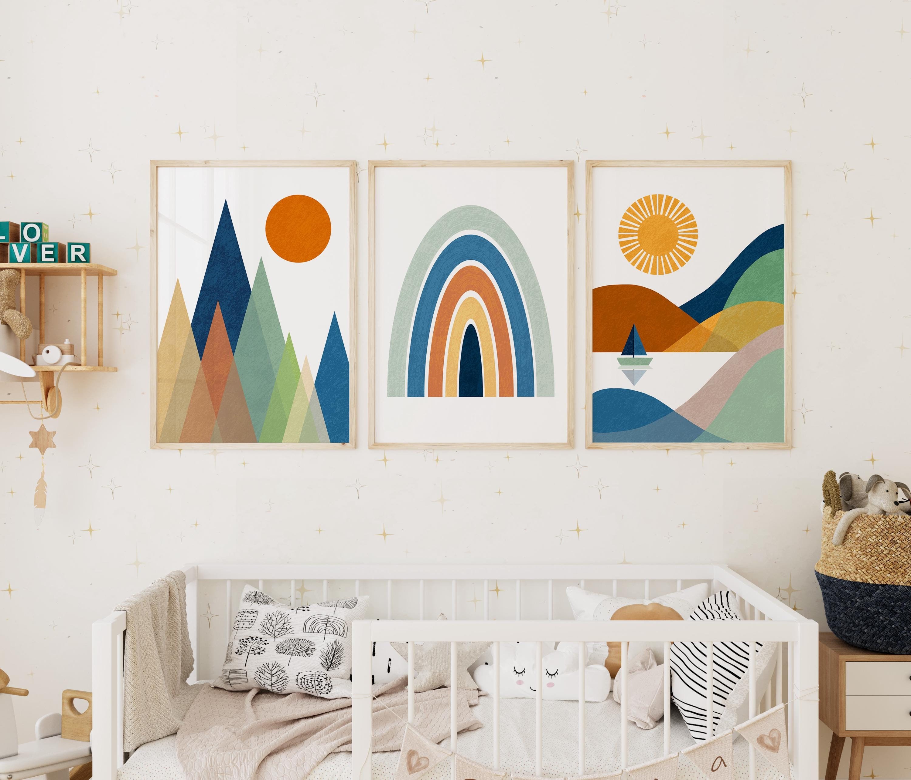 Set di 3 stampe, decorazioni per cameretta, decorazioni per cameretta nordica, decorazioni per cameretta, cameretta avventurosa, stampe con montagne,
