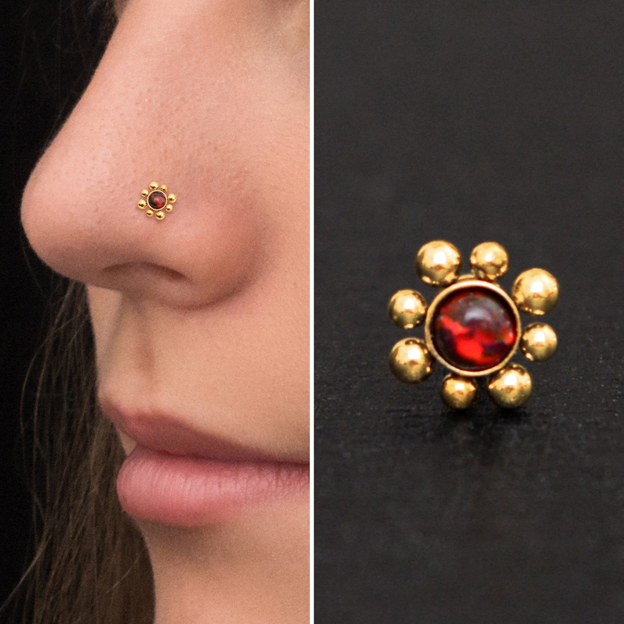 Vite per naso in opale, vite per naso in acciaio chirurgico, osso per naso, anello per naso, perno per naso, gioielli per narici, gioielli per naso 22