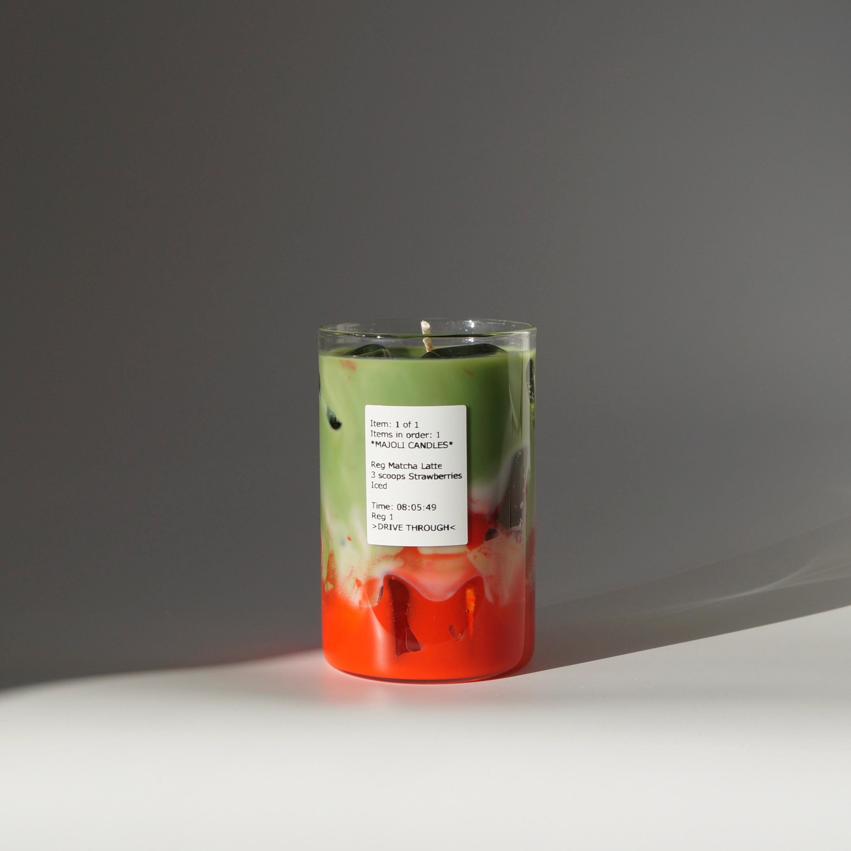 Candela al Matcha Latte alla Fragola Ghiacciata I Matcha Latte alla Fragola I Candela Profumata I Fatta a Mano I Cubetti di Uova