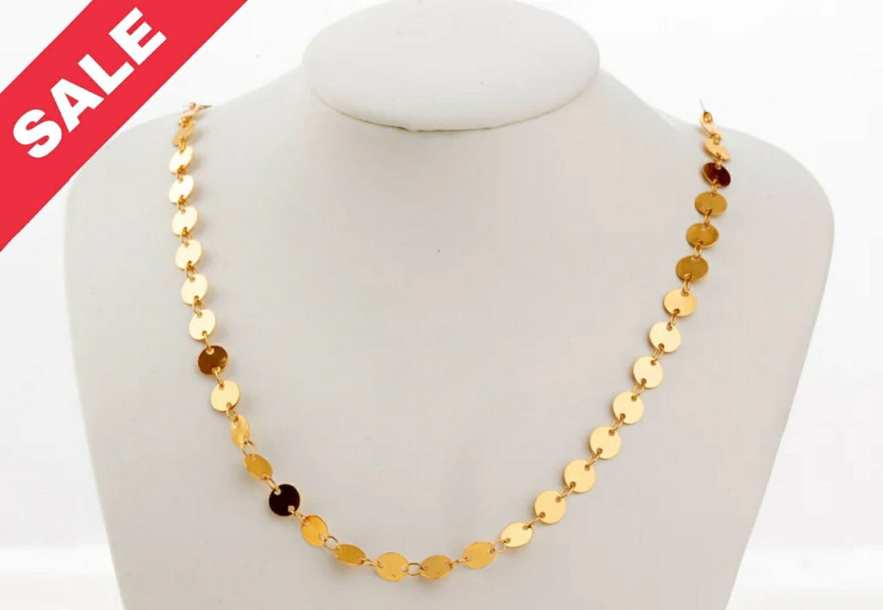 Moneta fantasia catena a maglie 18K PVD Oro 4mm e 6mm diamante moneta rotonda 18k PVD Catena d'oro venduta a piedi per gioielli che fanno gfc099,gfc10