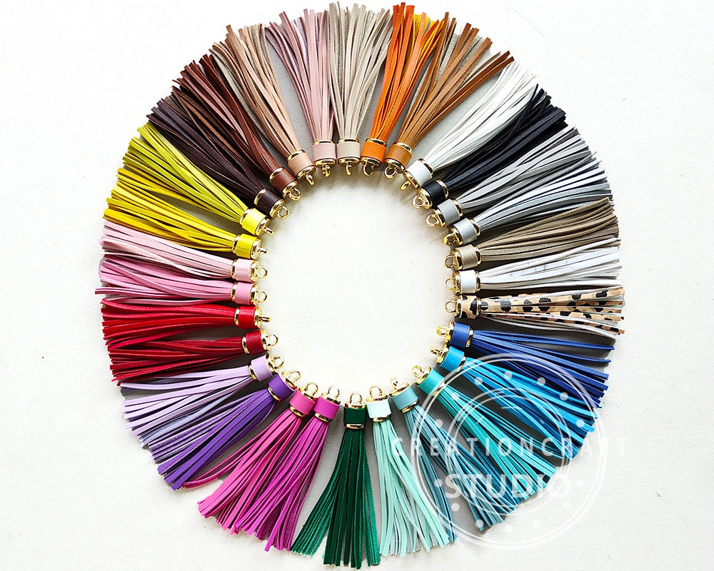 Nappa in pelle PU da 10 cm per portachiavi, accessori con frange, nappa per borsa, nappa per portachiavi, nappa in PU fai da te per decorazione di bor