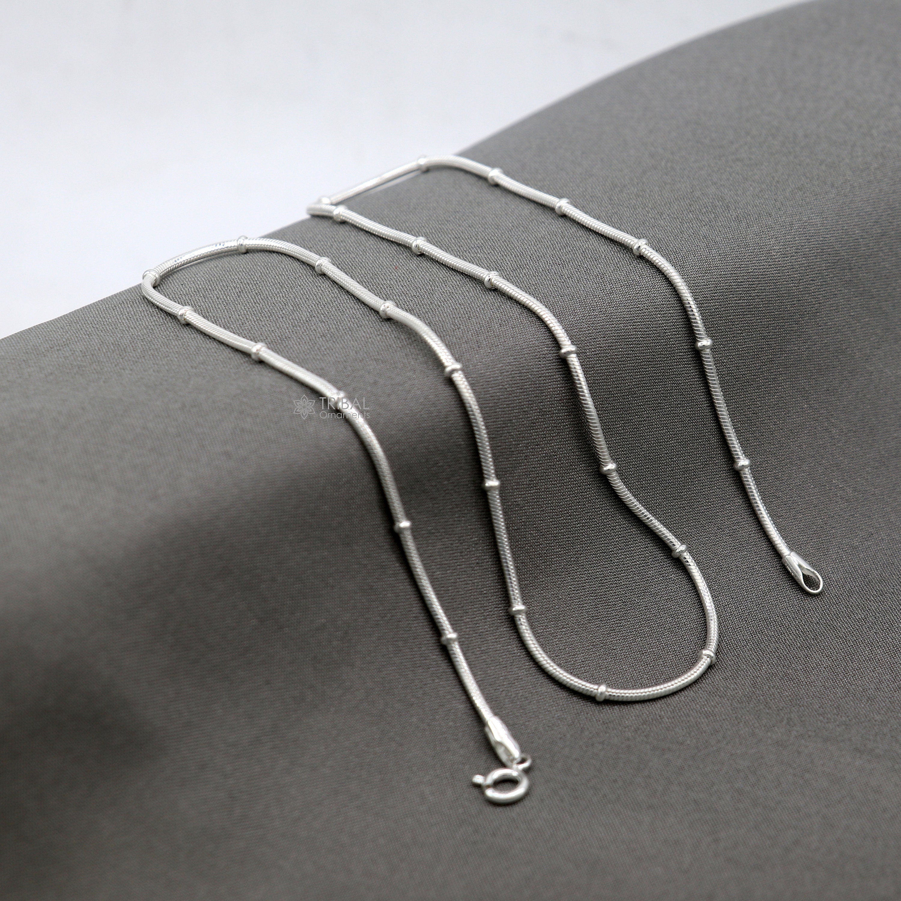 Catena a serpente lunga 1 mm e 18 pollici, in argento sterling 925, fatta a mano, con ciondolo a forma di catena a serpente, catena per collana, caten