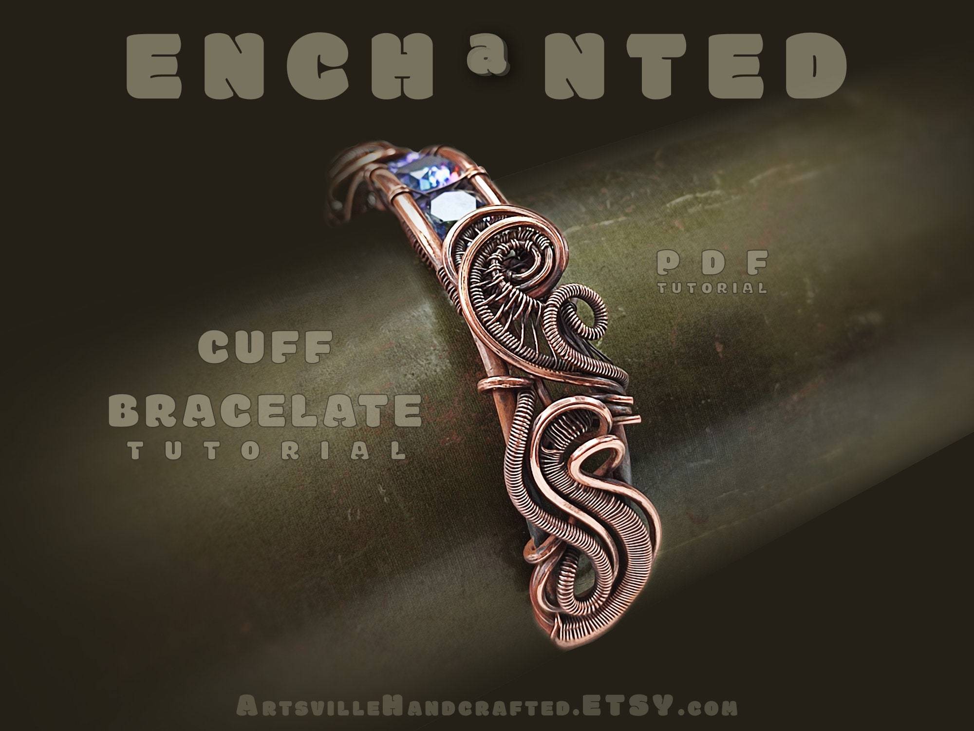 Tutorial per bracciale rigido incantato, tutorial per bracciale avvolto in filo metallico, bracciale in filo metallico fai da te, modello di gioiello