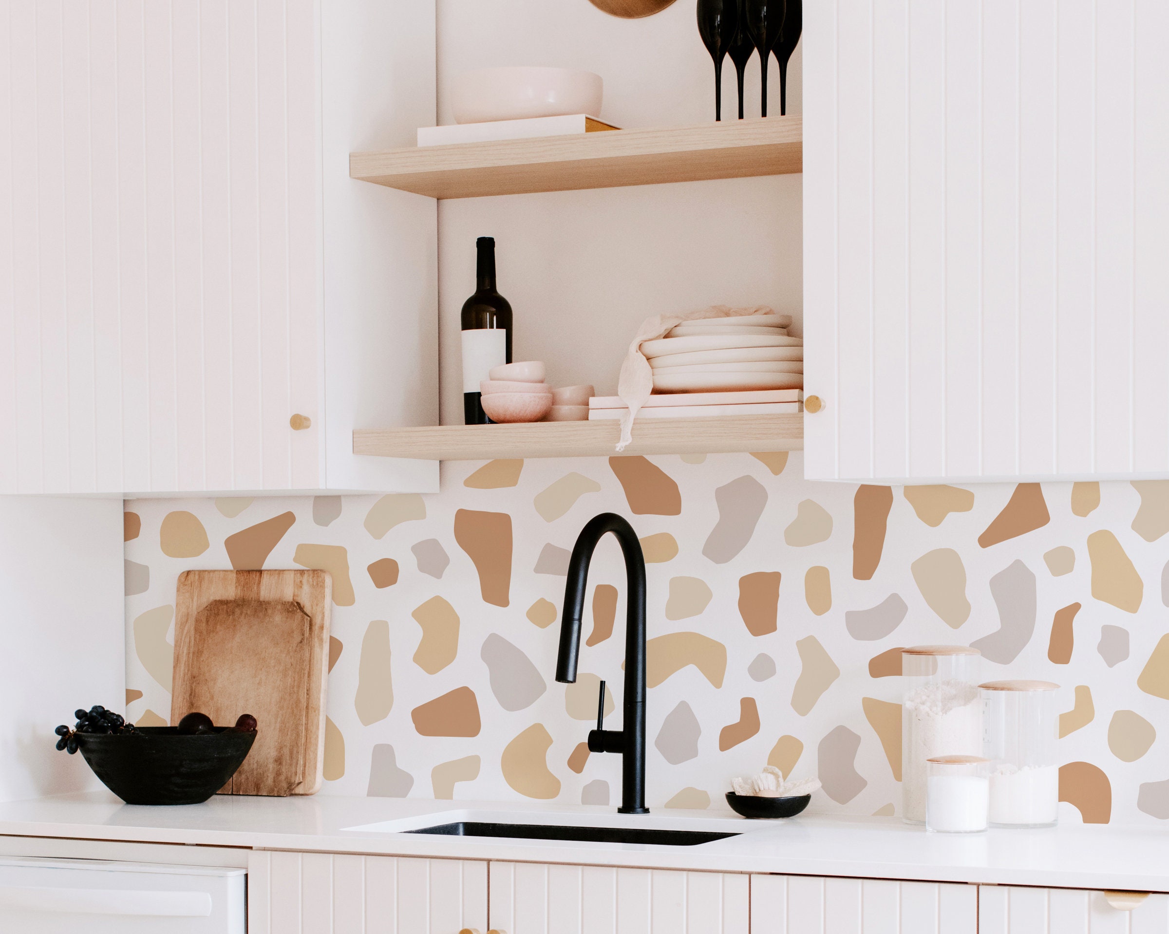 Decalcomanie da muro in terrazzo - Adesivi da parete stacca e incolla, arredamento moderno Boho, decalcomanie da muro rimovibili, arte della parete de