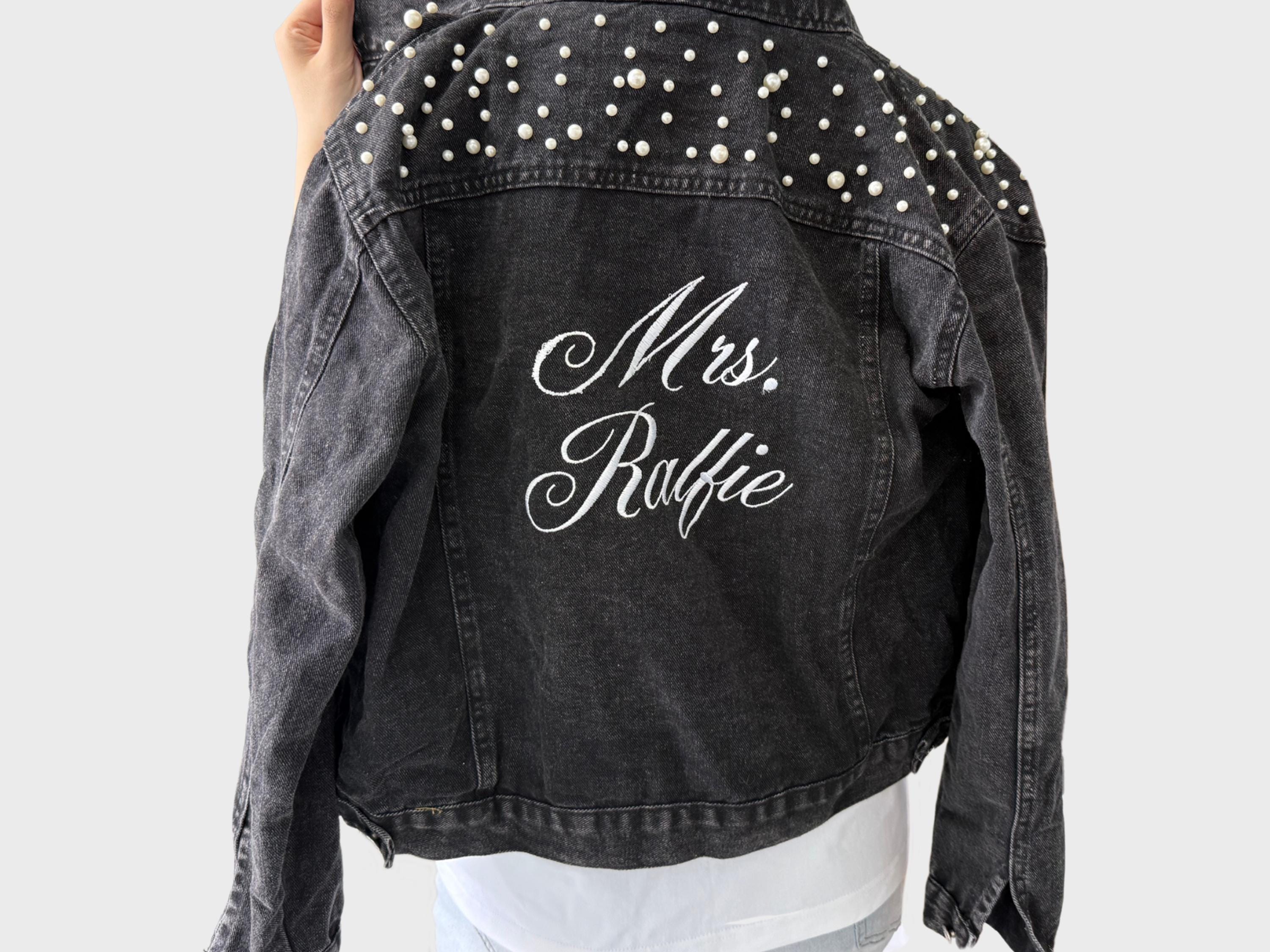 Giacca in denim da sposa ricamata personalizzata, giacca in denim da sposa ricamata, giacca da futura signora, giacca in jeans da sposa, regalo di noz