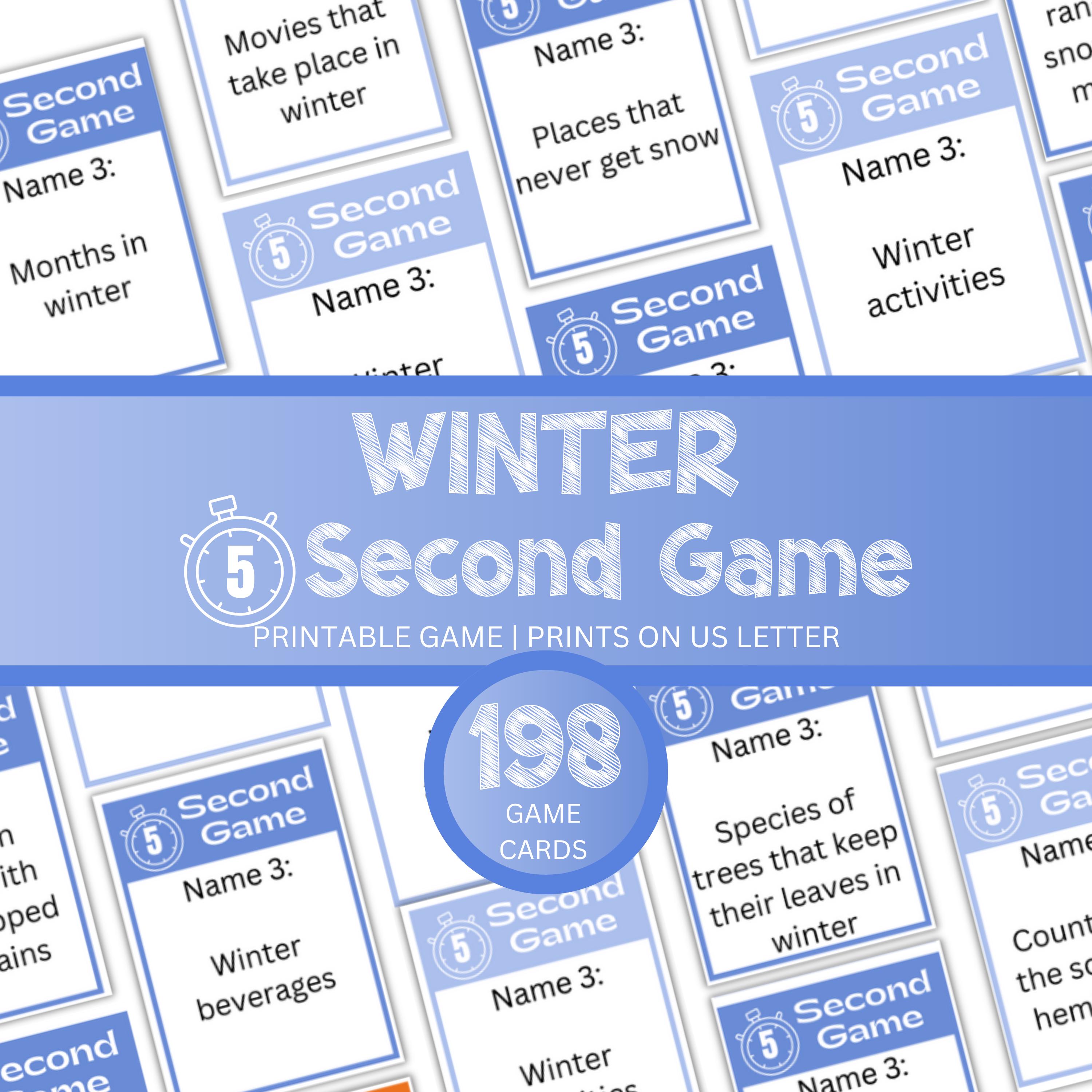 Gioco invernale da 5 secondi, attività per bambini e adulti sulla neve, gioco invernale per feste e lezioni, gioco sulla neve stampabile, DOWNLOAD IMM