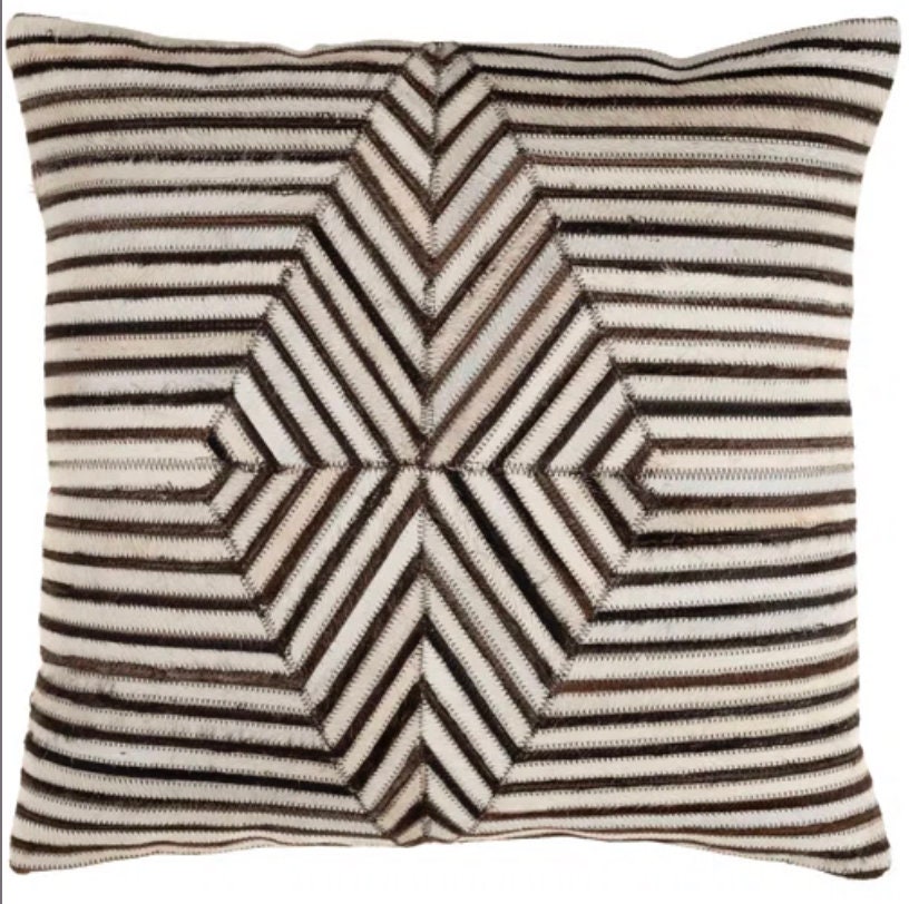 Fodera per cuscino geometrica in pelle bovina, design patchwork fatto a mano ZC 59