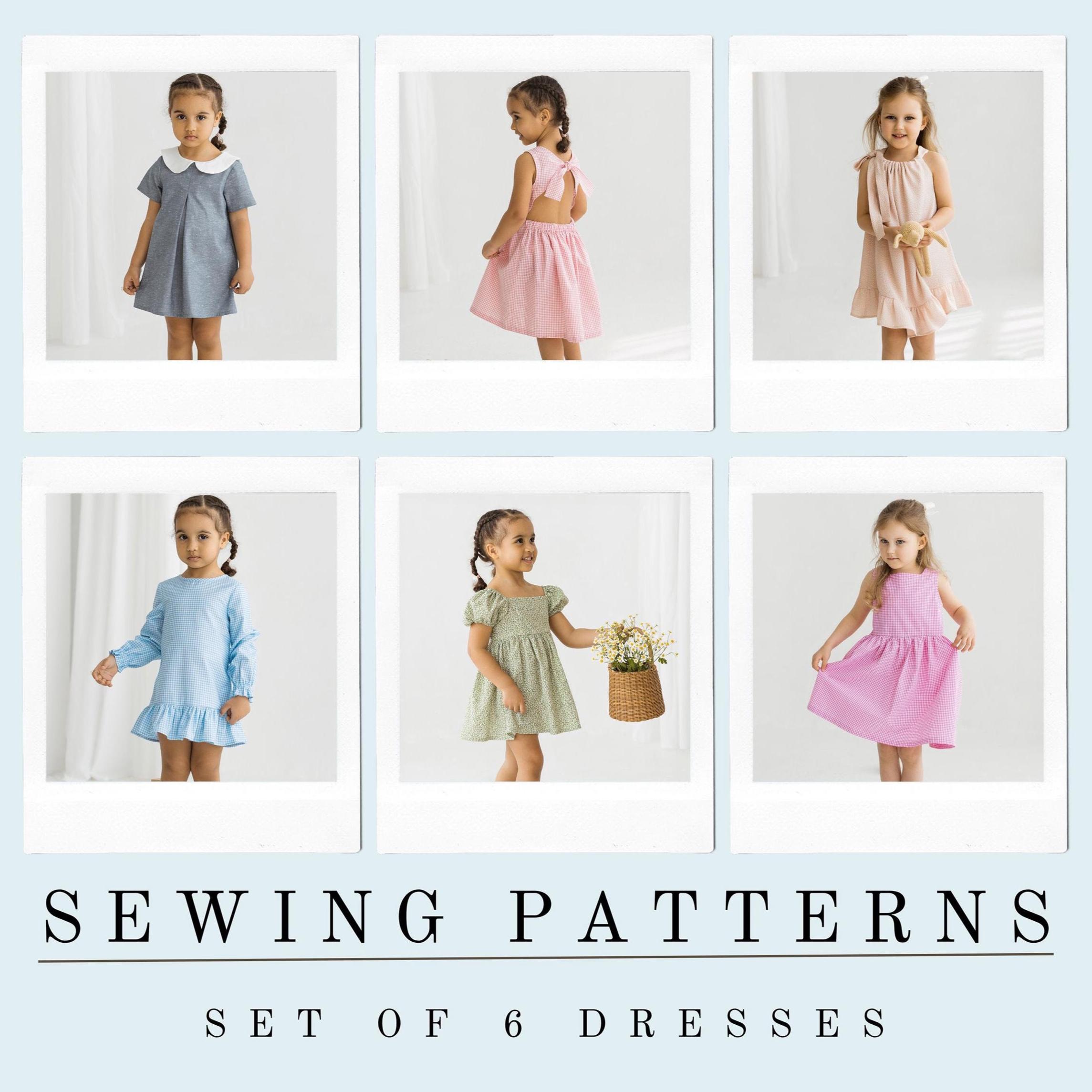Modelli di cucito per abiti estivi per bambini, Modello di cucito per abiti per bambini, Modello di cucito per abiti per neonati, Modelli di cucito in