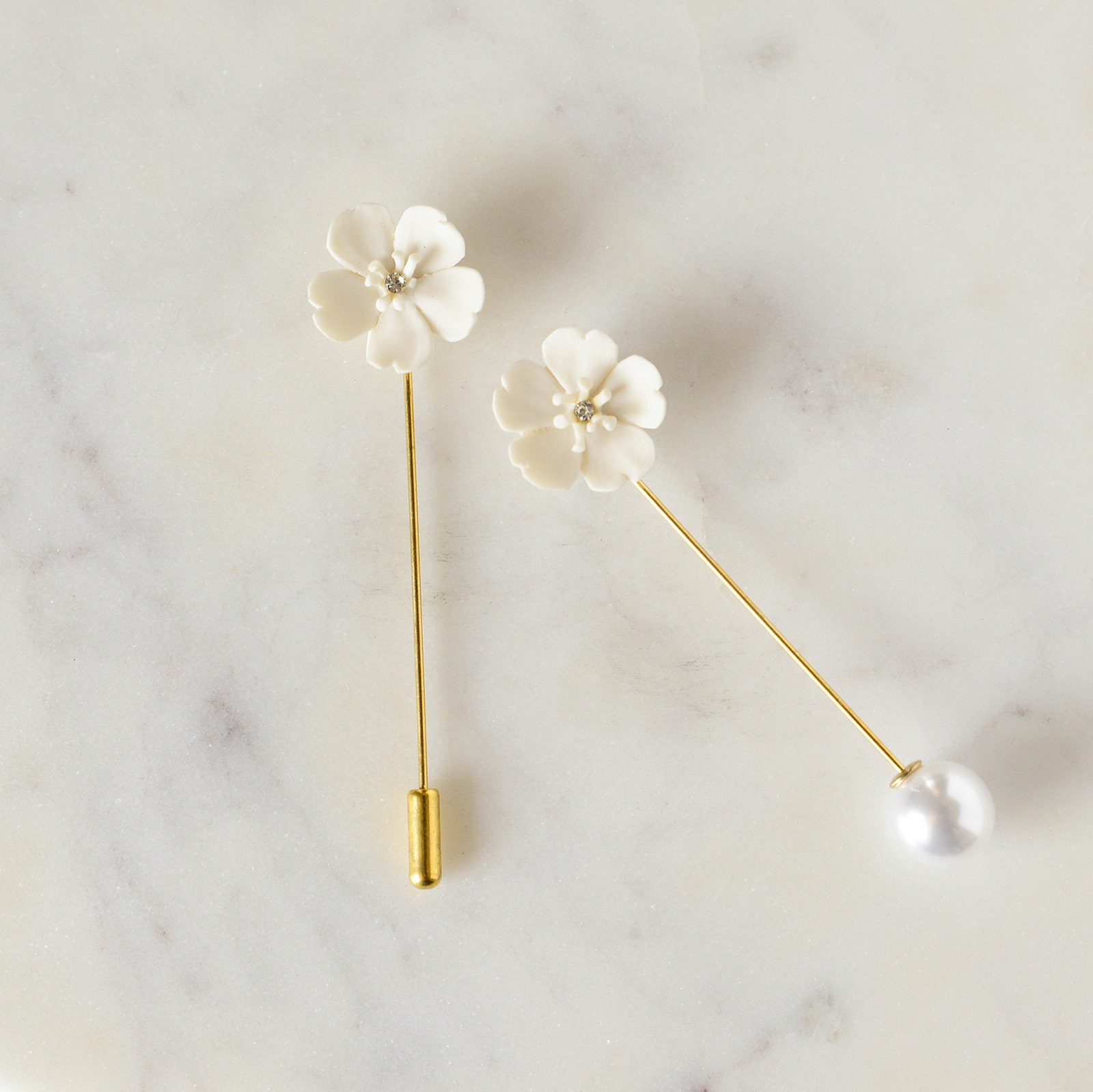 Spilla a forma di fiore di melo in porcellana/Spilla a forma di spilla da matrimonio/Spilla/Spilla/Spilla a forma di fiore bianco/Spilla da bavero/Fio