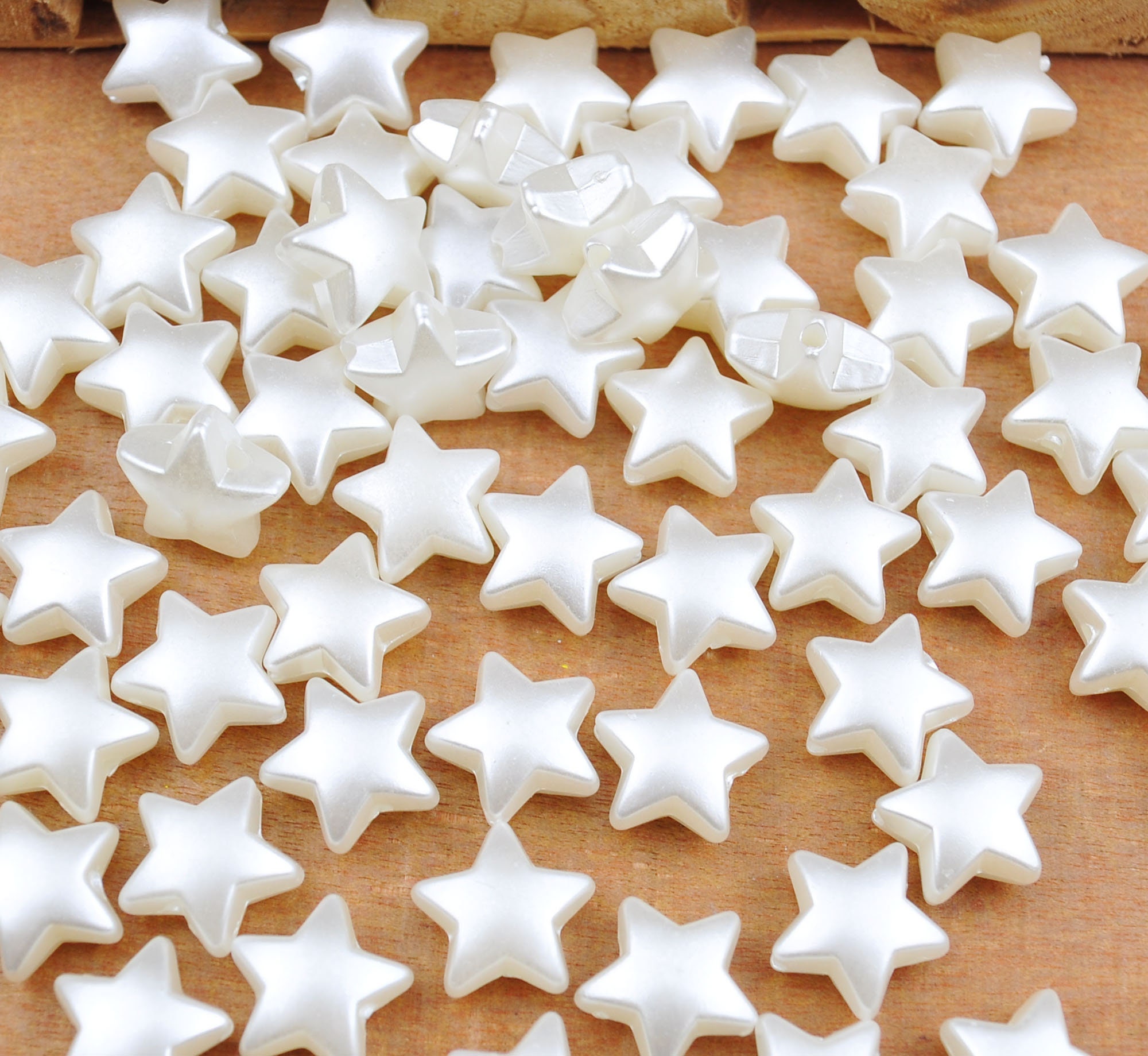 150 perline a forma di stella, perle bianche a forma di stella, perline a forma di stella in acrilico ABS, perline a forma di stella distanziatrici pe