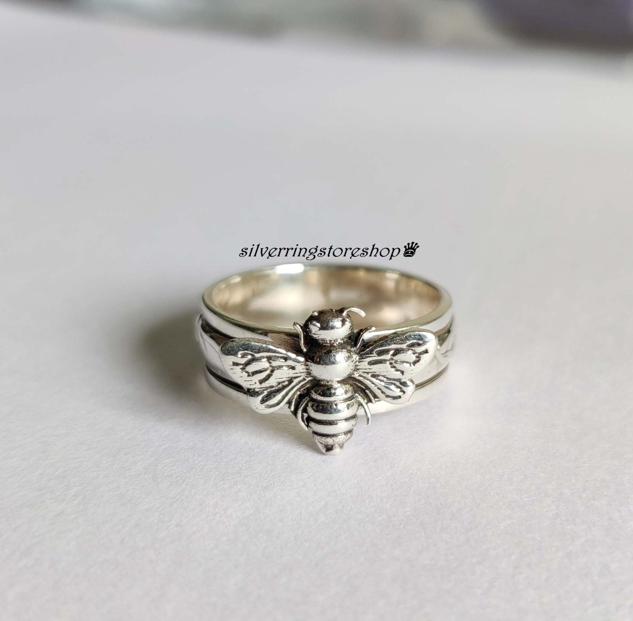 Anello a forma di ape, anello in argento sterling 925, anello di tendenza, anello antistress, anello a fascia, anello gioiello in argento, anello da d