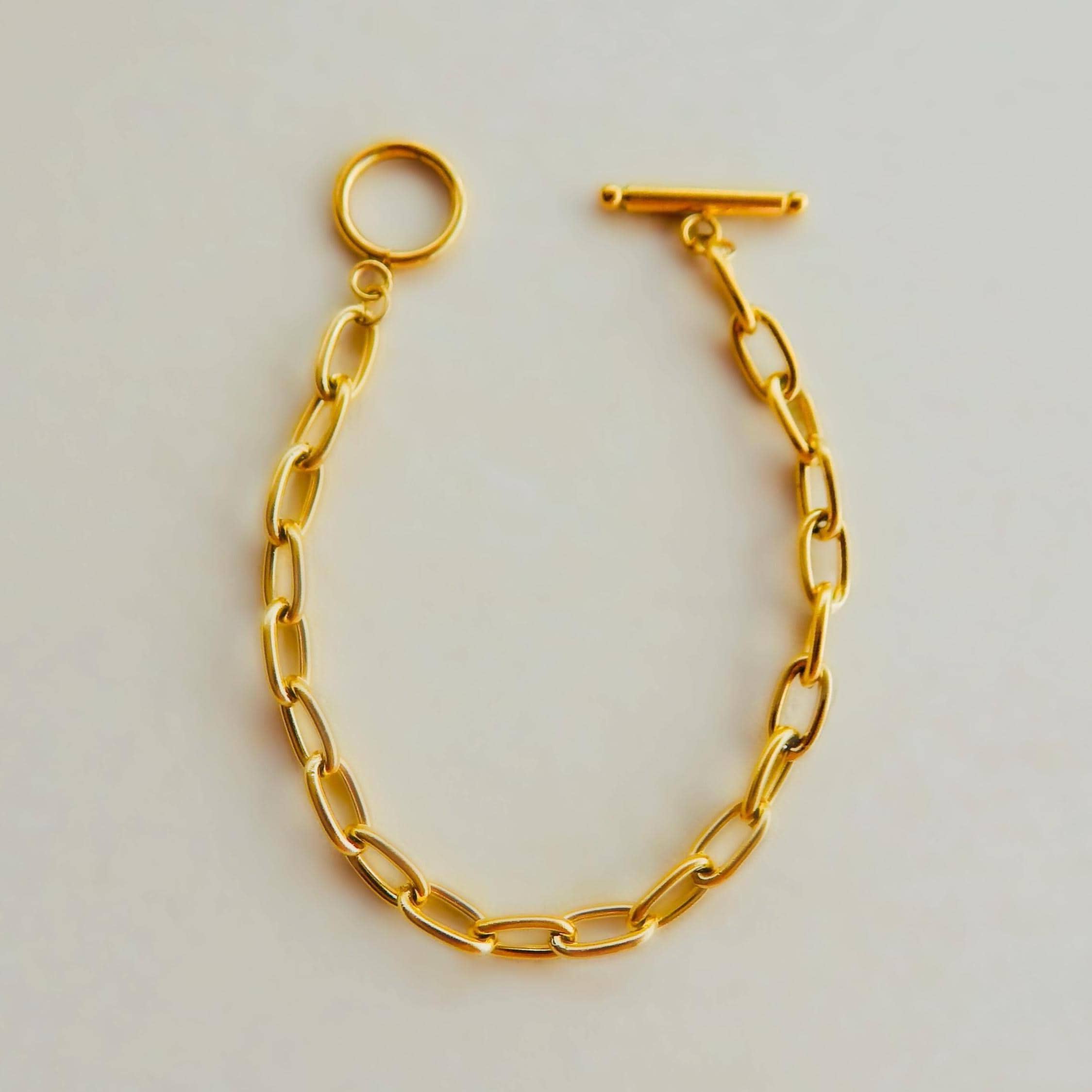 Bracciale a catena spessa, bracciale con chiusura a moschettone, bracciale a maglie, bracciale dorato, bracciale grosso, bracciale a maglie dorate, ch