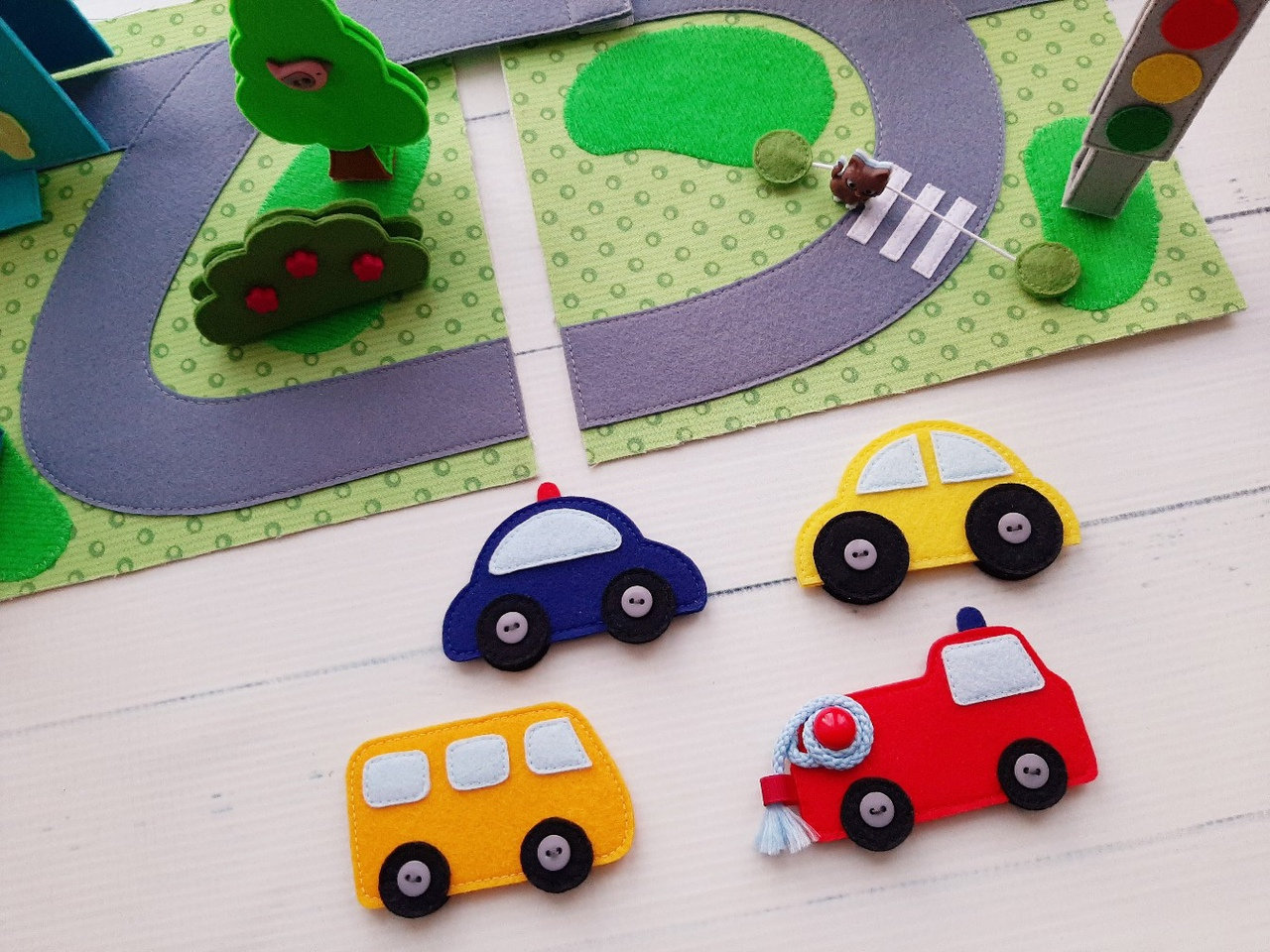 Felt road Quiet book Pattern pdf, modello di libro sensoriale morbido, modello di libro in feltro pdf
