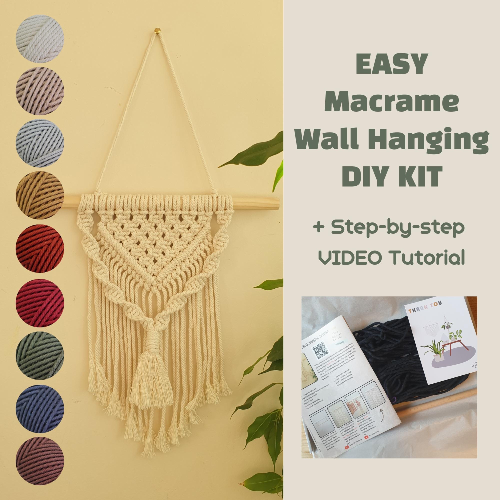 KIT fai da te per appendere le pareti in macramè HARRIET per principianti, kit per appendere le pareti in macramè con istruzioni scritte e tutorial vi