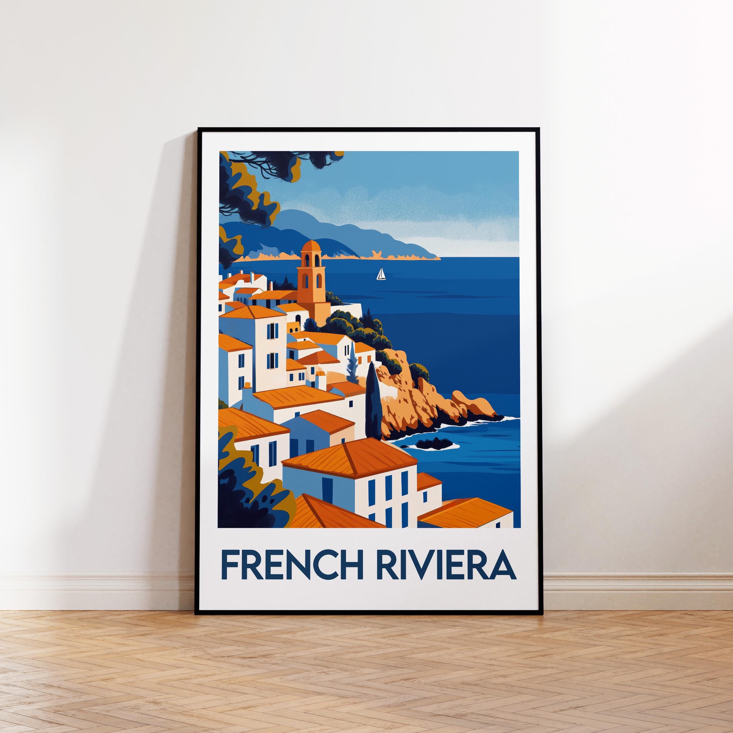 Poster della Costa Azzurra, Stampa artistica della Costa Azzurra, Costa Azzurra Francia, Poster di viaggio vintage, Regalo della Costa Azzurra Francia
