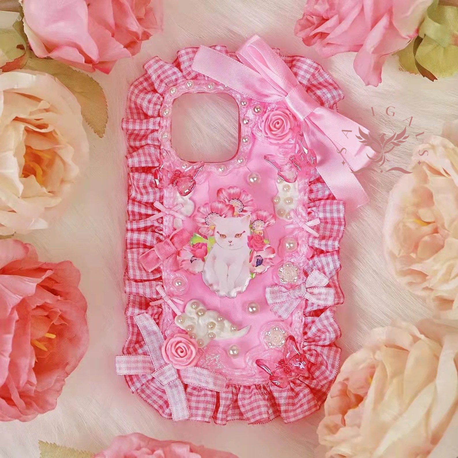 Nuovo Boji Cat! ! Custodia per telefono con gatto rosa/ Custodia per telefono con gatto kawaii Decoden
