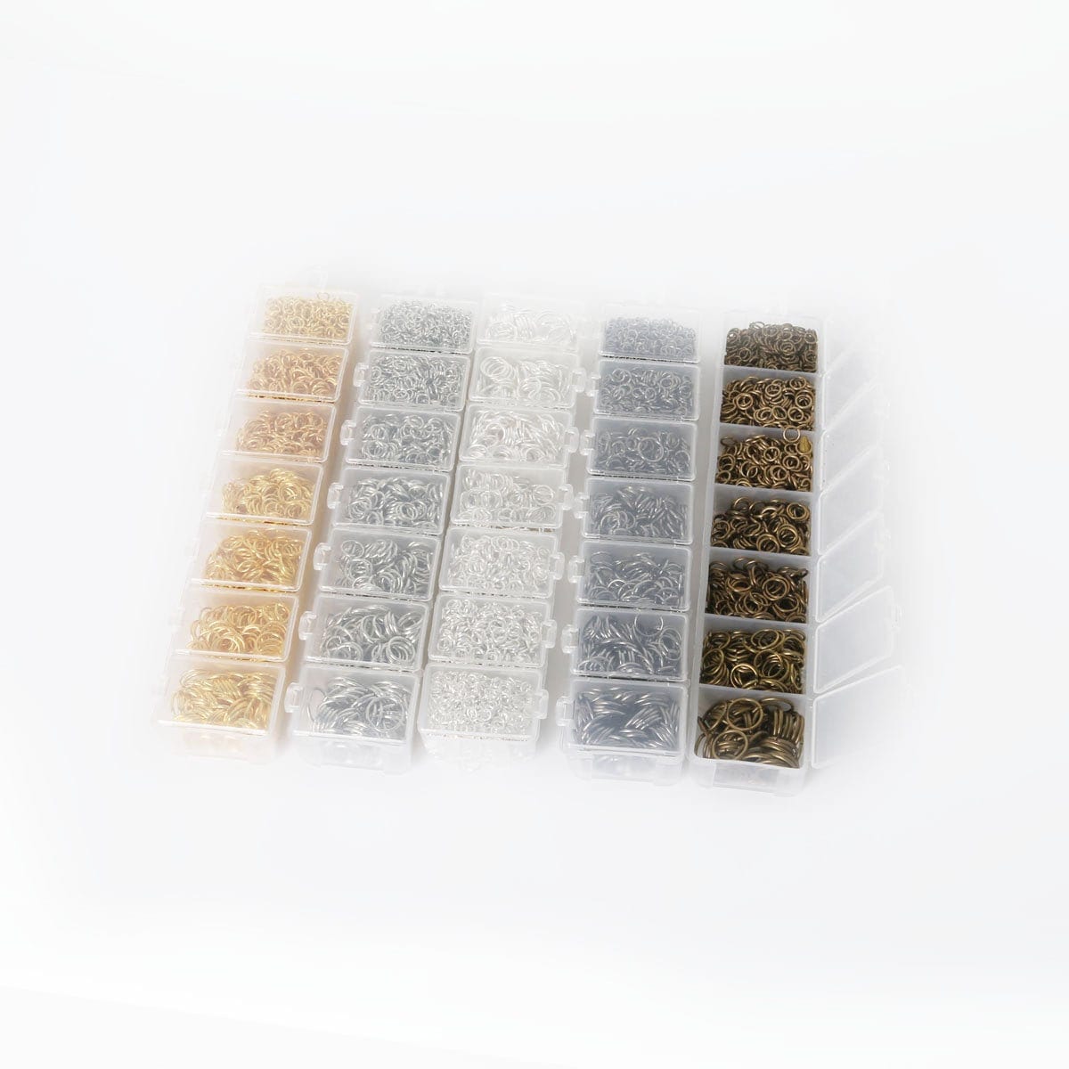 Set di anelli da salto di dimensioni miste - Kit anelli di salto in bronzo nero argento oro - Anelli di salto in piccola robusta scatola Flip Top - 3/