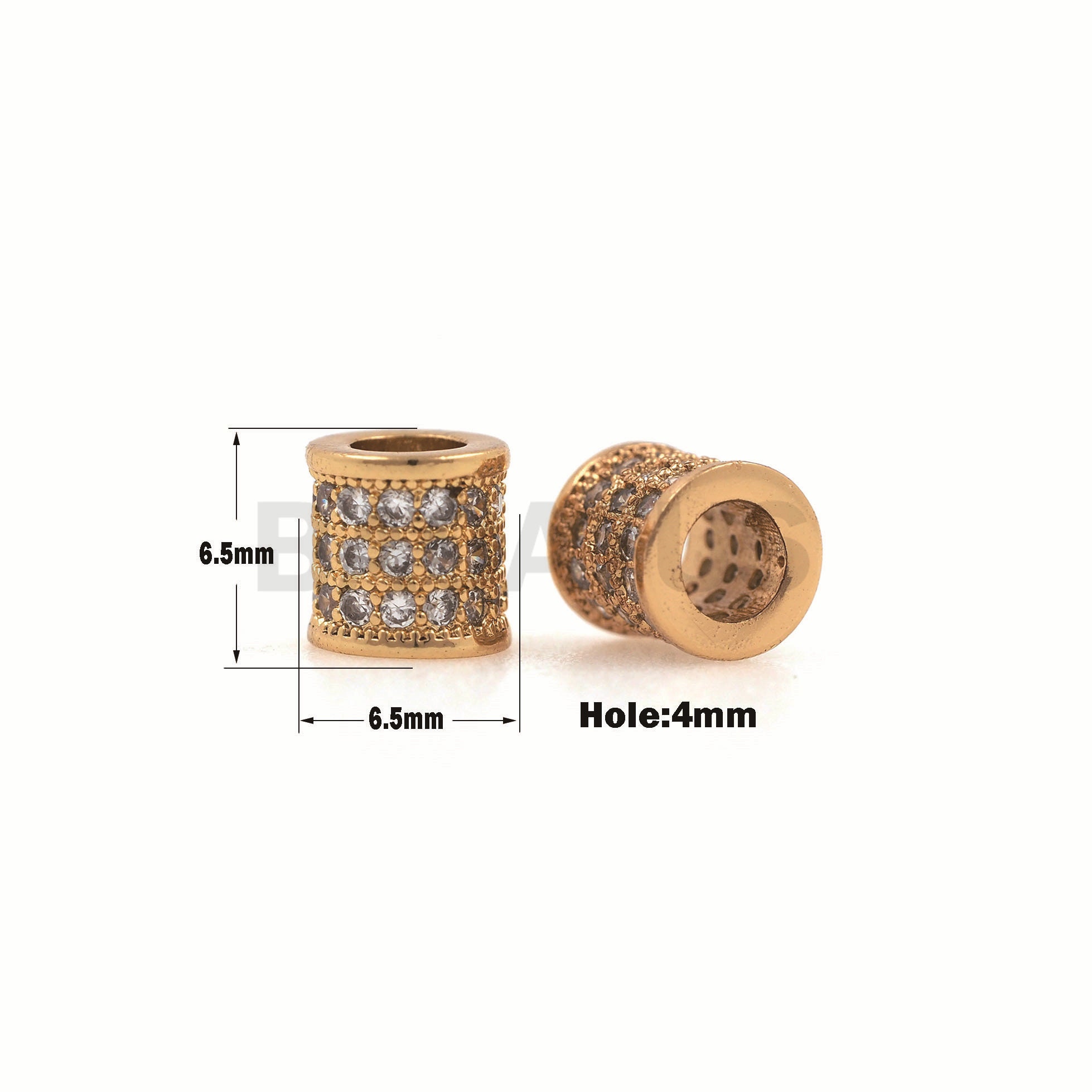 1 pz. Perline distanziatrici a barilotto Micro-Pave, perline a foro grande, perline distanziatrici CZ, perline distanziatrici a barilotto rotonde 6,5×