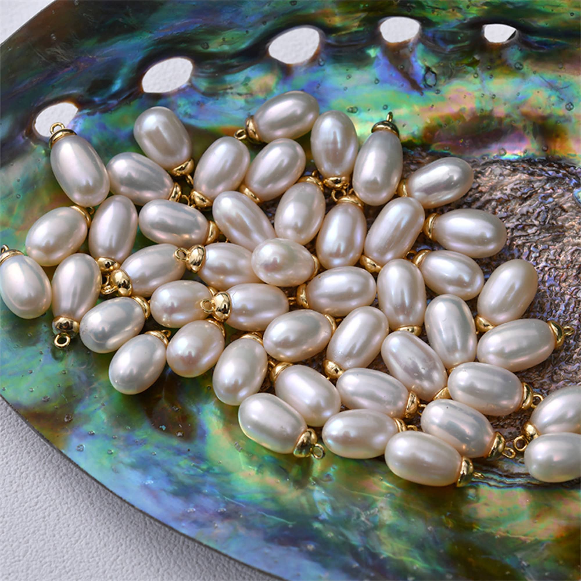 Perle di perle rotonde d'acqua dolce naturali autentiche, perle di perle d'acqua dolce, perle di crocchette di patate, perle di semi, perle di perle p