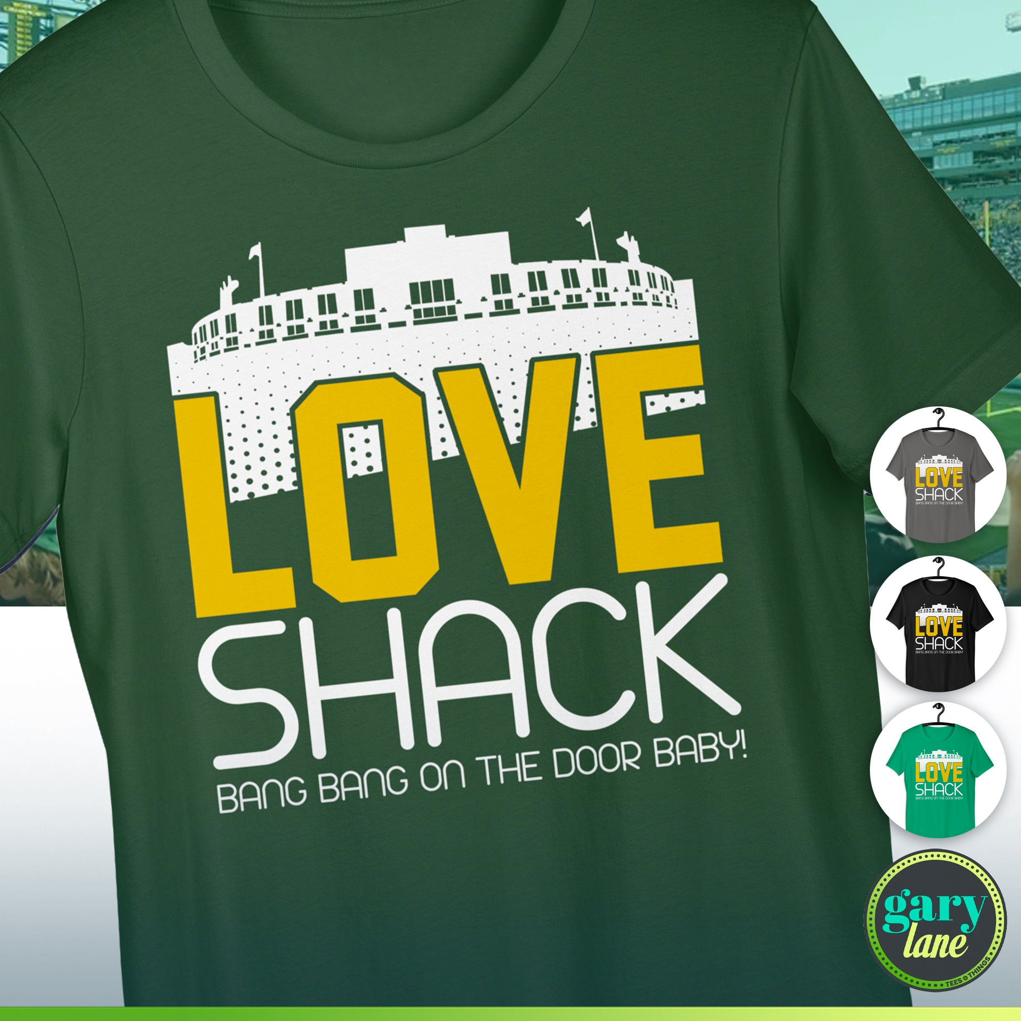 Maglia da campo Jordan Love Quarterback Love Shack Lambeau, T-shirt da calcio Green Bay Packers, WI Wisconsin Sports Fan Tailgating Party B-52's